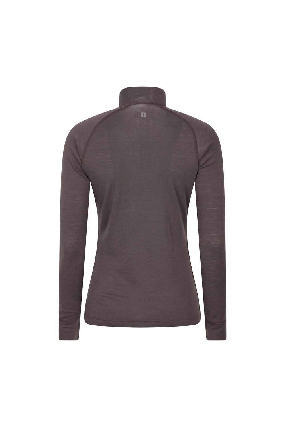 Brown Merino Wool Zip Neck Thermal Top, Image 3 of 5