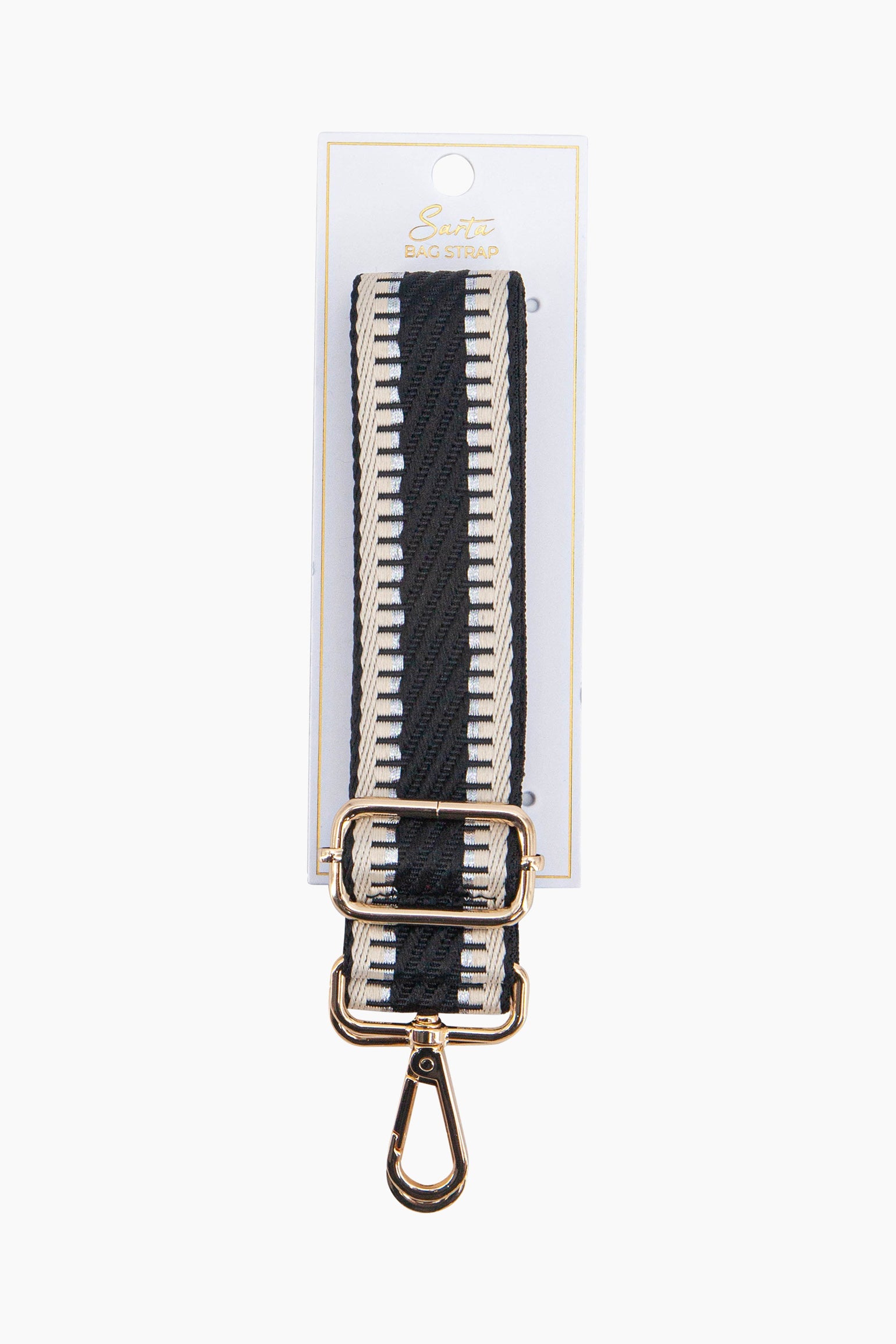 Black Stripe Trim Woven Bag Strap, Image 4 of 4