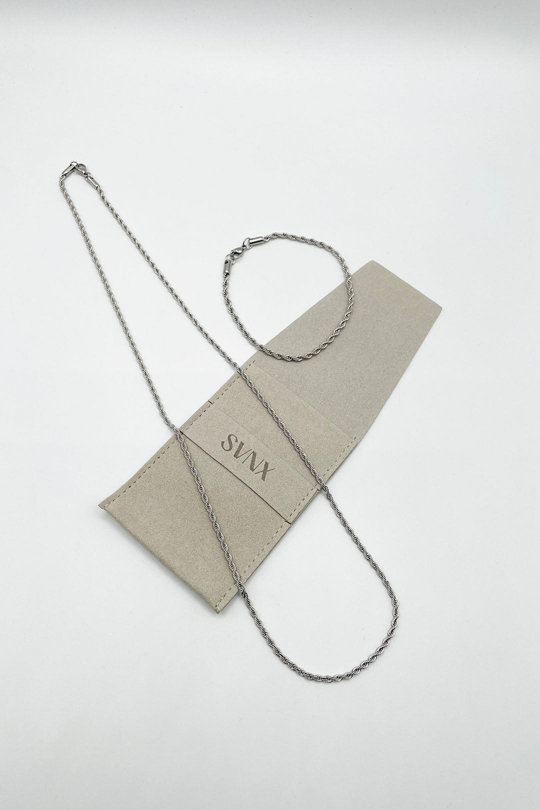 Silver Rope Chain Necklace & Bracelet Set, Image 1 of 6