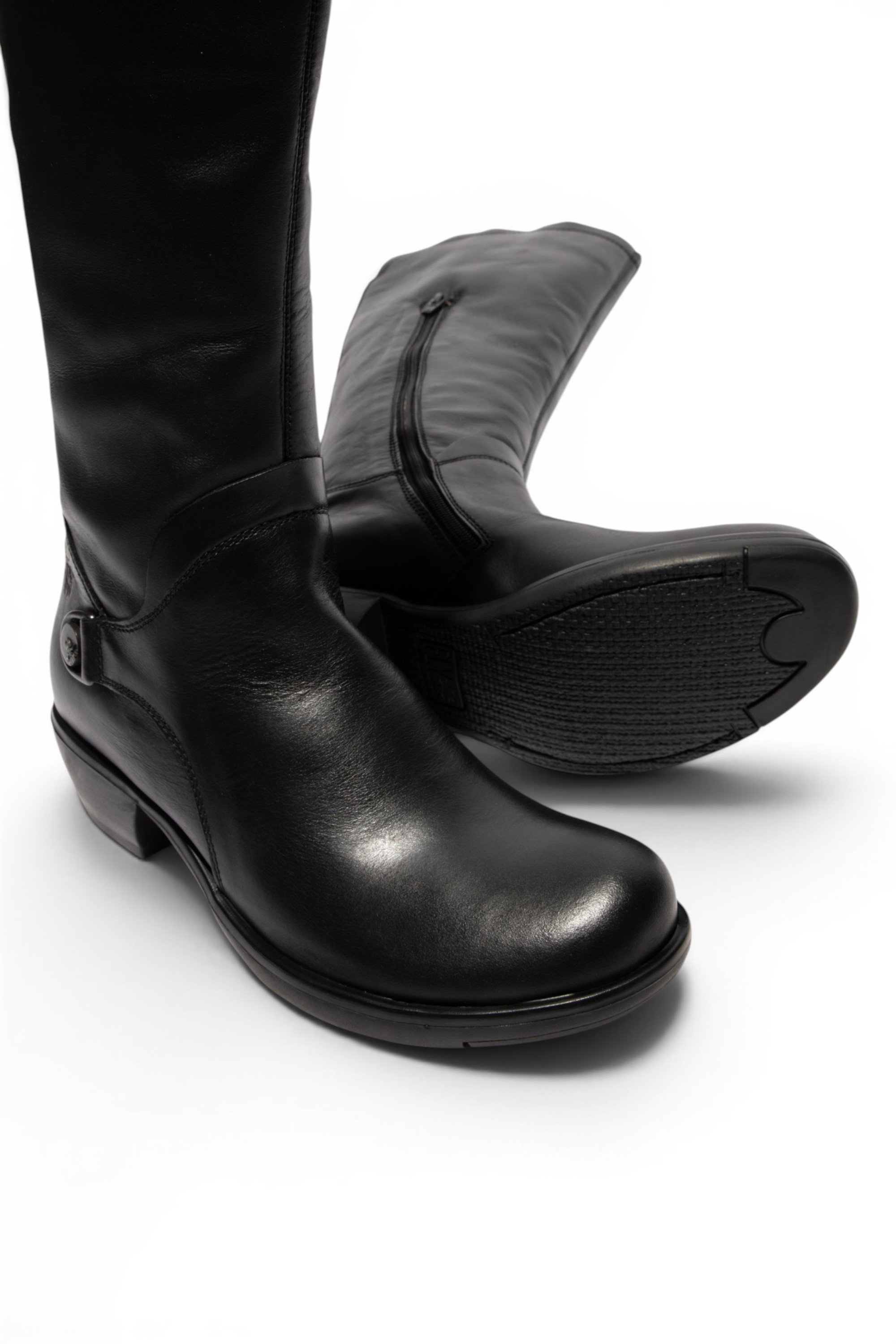 Black Womens Leather Riding Long Boots-MISTRY, Image 5 of 5