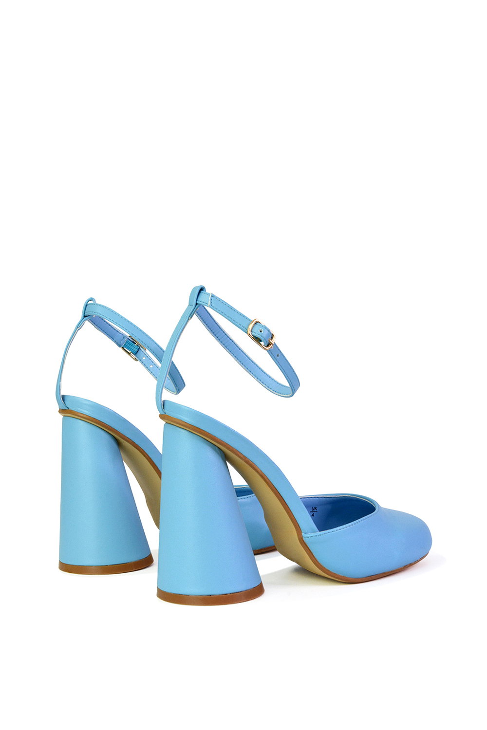 Blue XY LONDON Blue 'Ekin' Ankle Strap Statement Cylinder Block Heel, Image 2 of 5