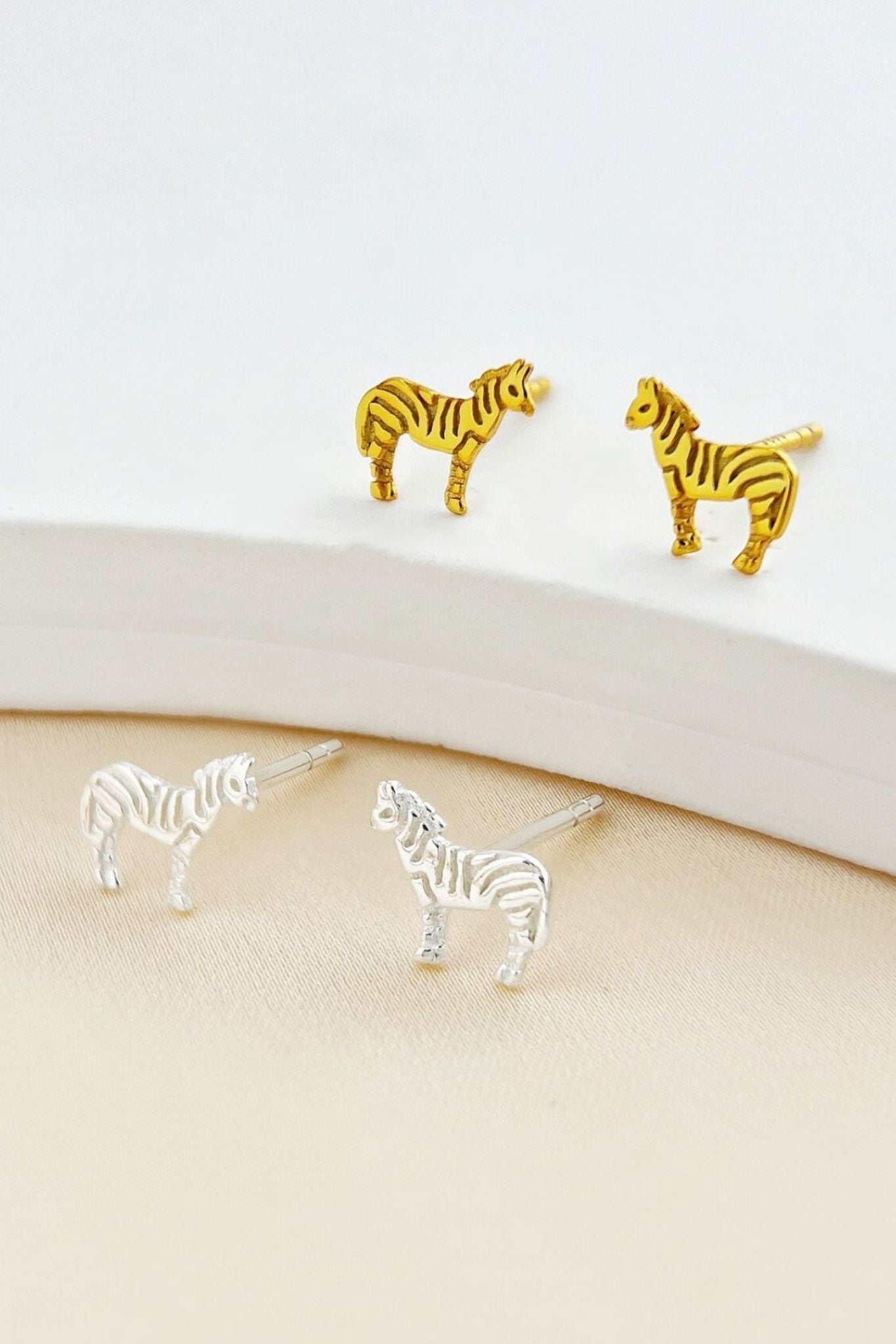Silver Sterling Silver Zebra Stud Earrings, Image 1 of 3