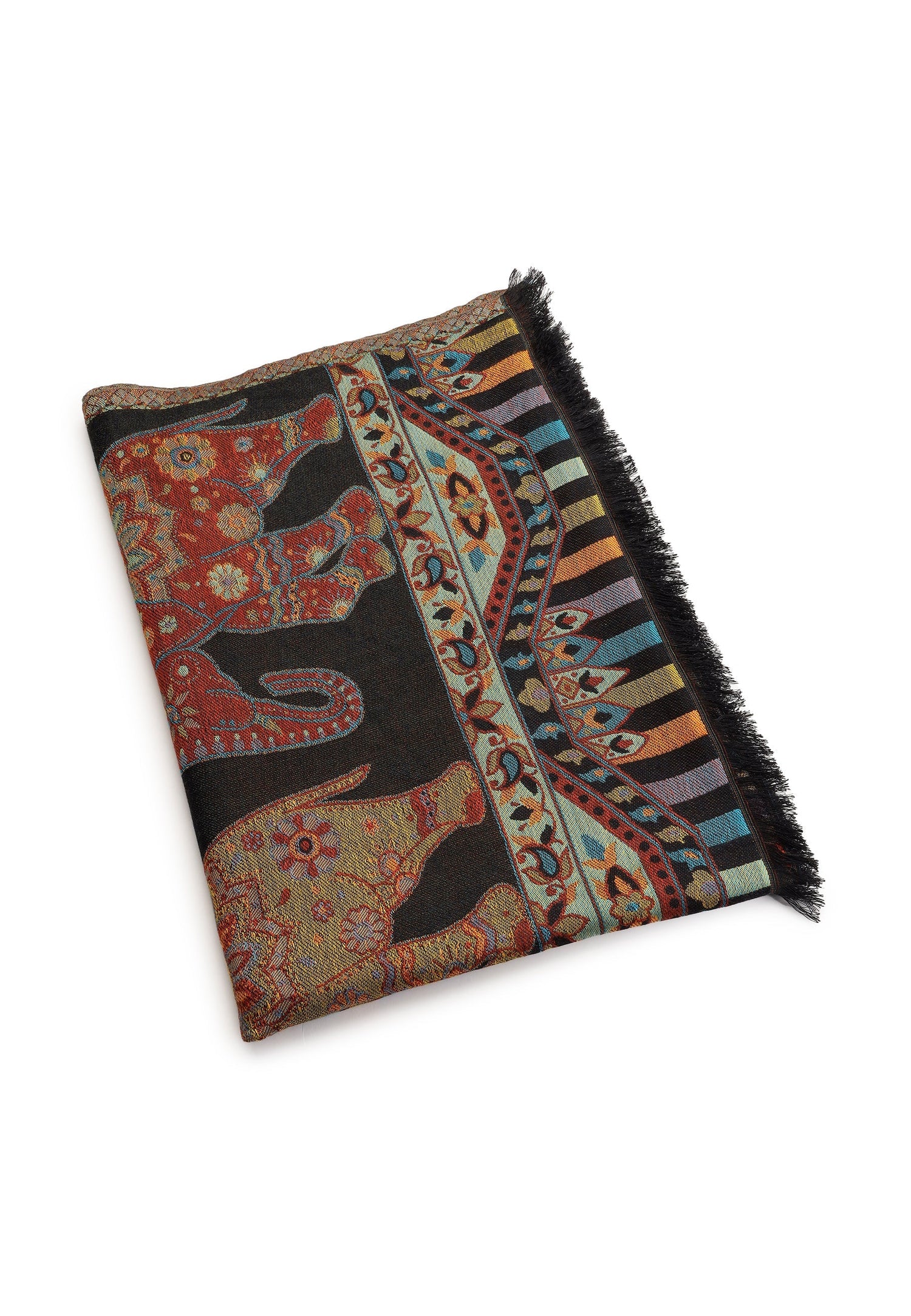 Multi Kashmiri Jamawar Scarf, Image 2 of 2