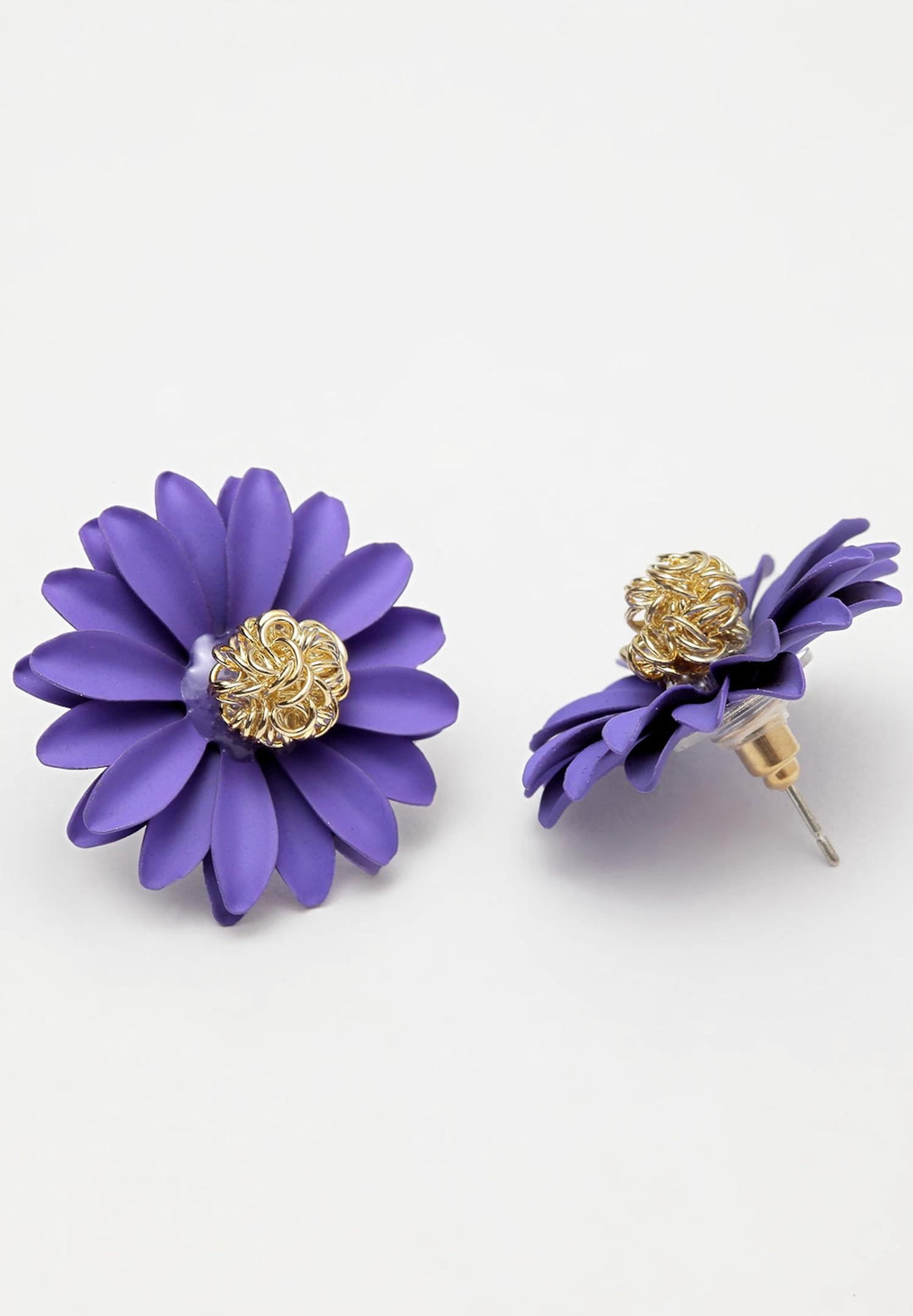 Purple AVANT-GARDE PARIS Purple Fuchsia Floral Studs, Image 3 of 5