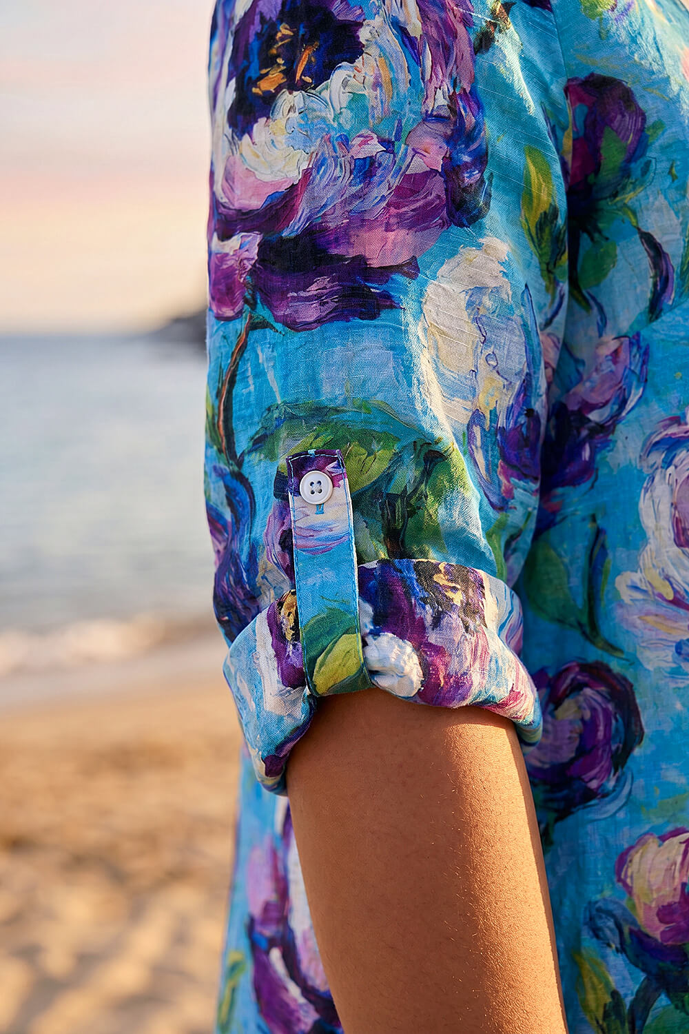Teal Curve Water Colour Blouse, Image 5 of 4