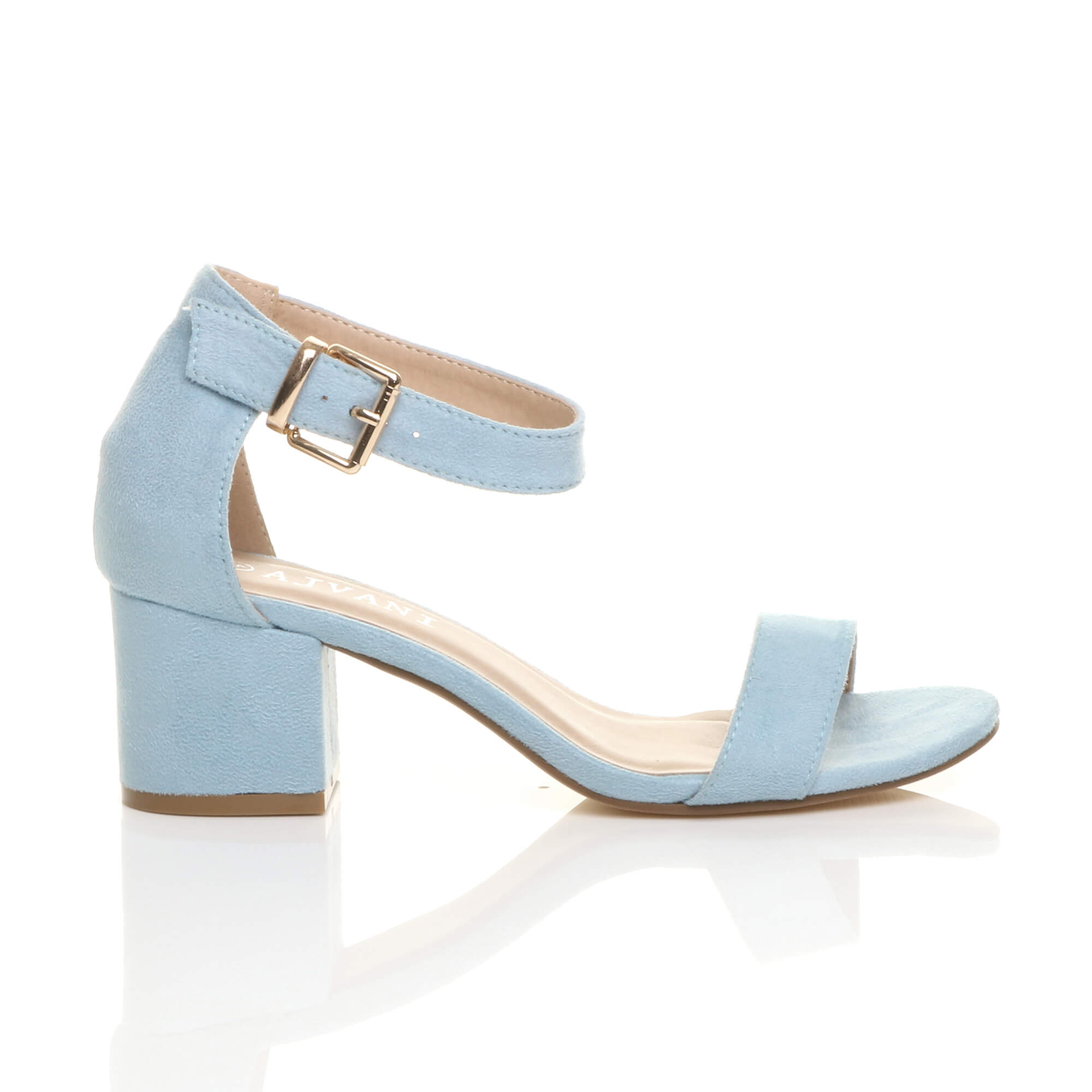 Light Blue AJVANI Light Blue Mid Block Heel Ankle Strap Sandals, Image 2 of 6
