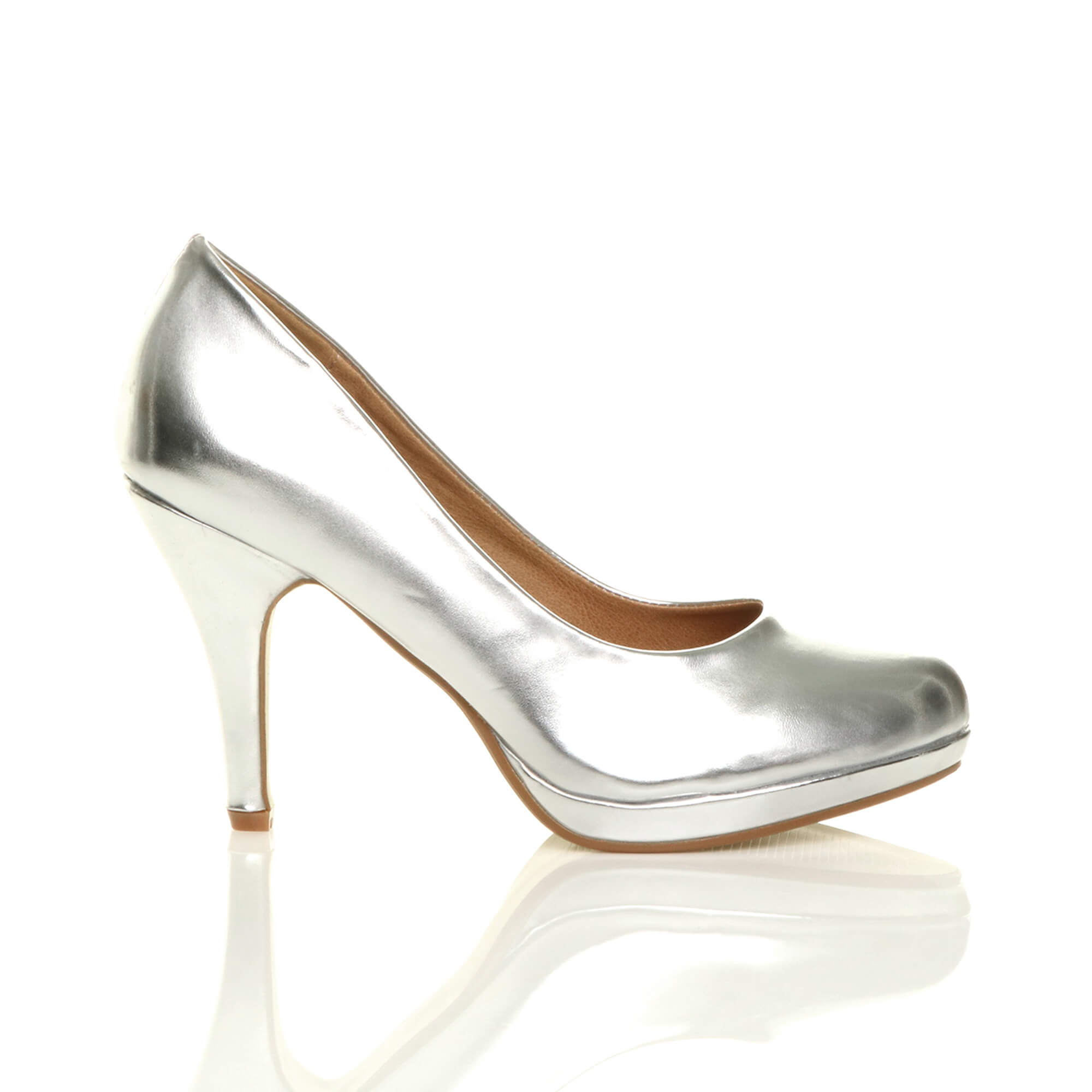 Silver AJVANI Silver High Heel Court Shoes, Image 2 of 6