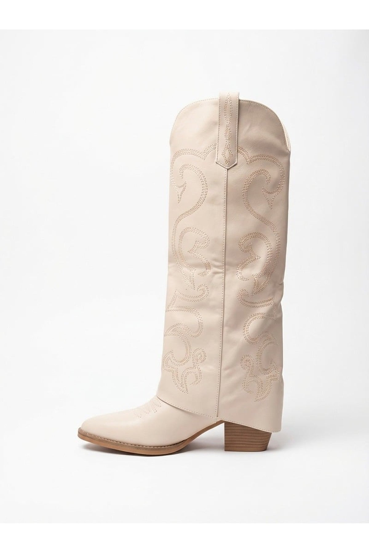 Beige Ivy Womens Embroidered Western Cowboy Boots, Image 6 of 6