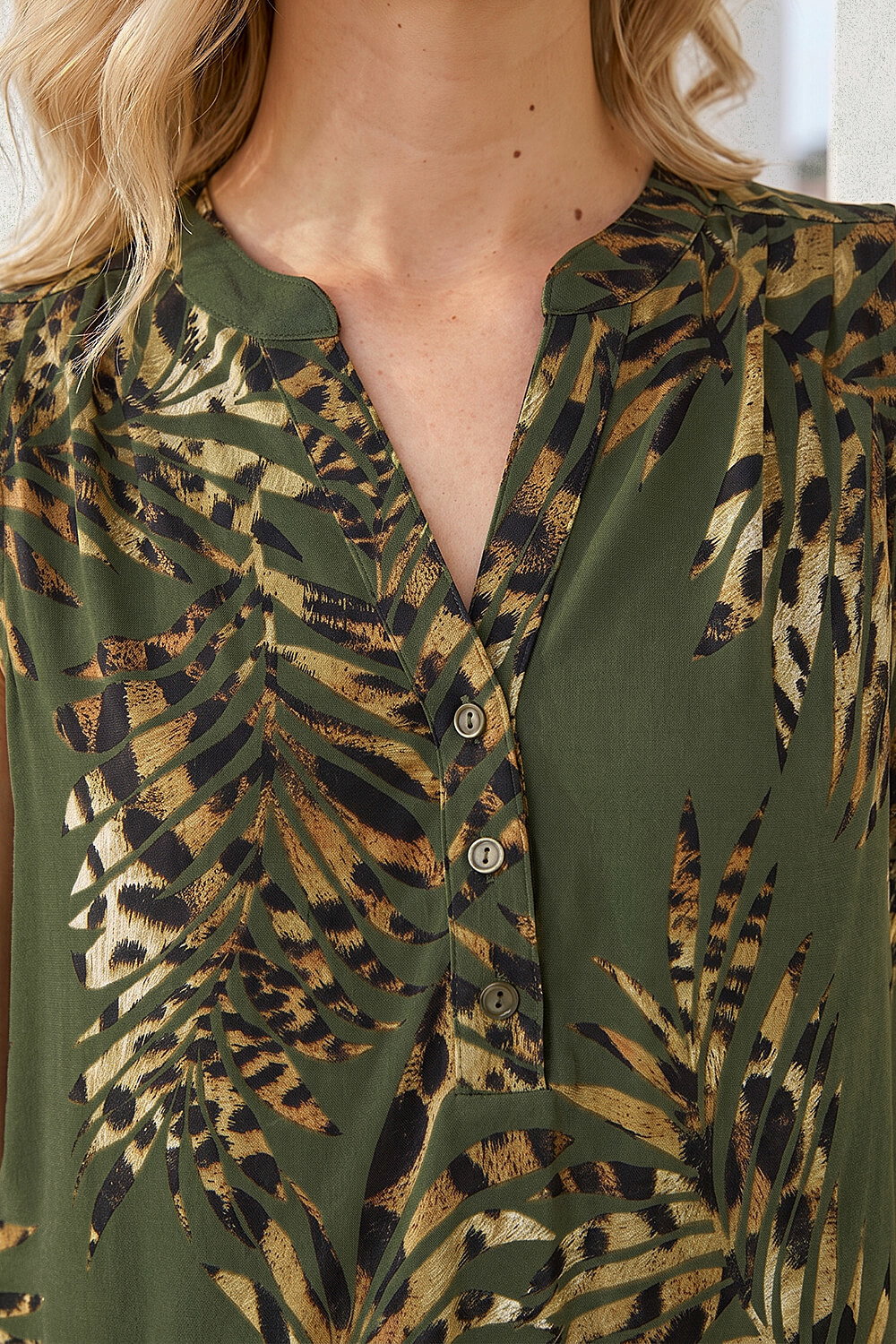 Green Leaf Print Vest Top, Image 5 of 4