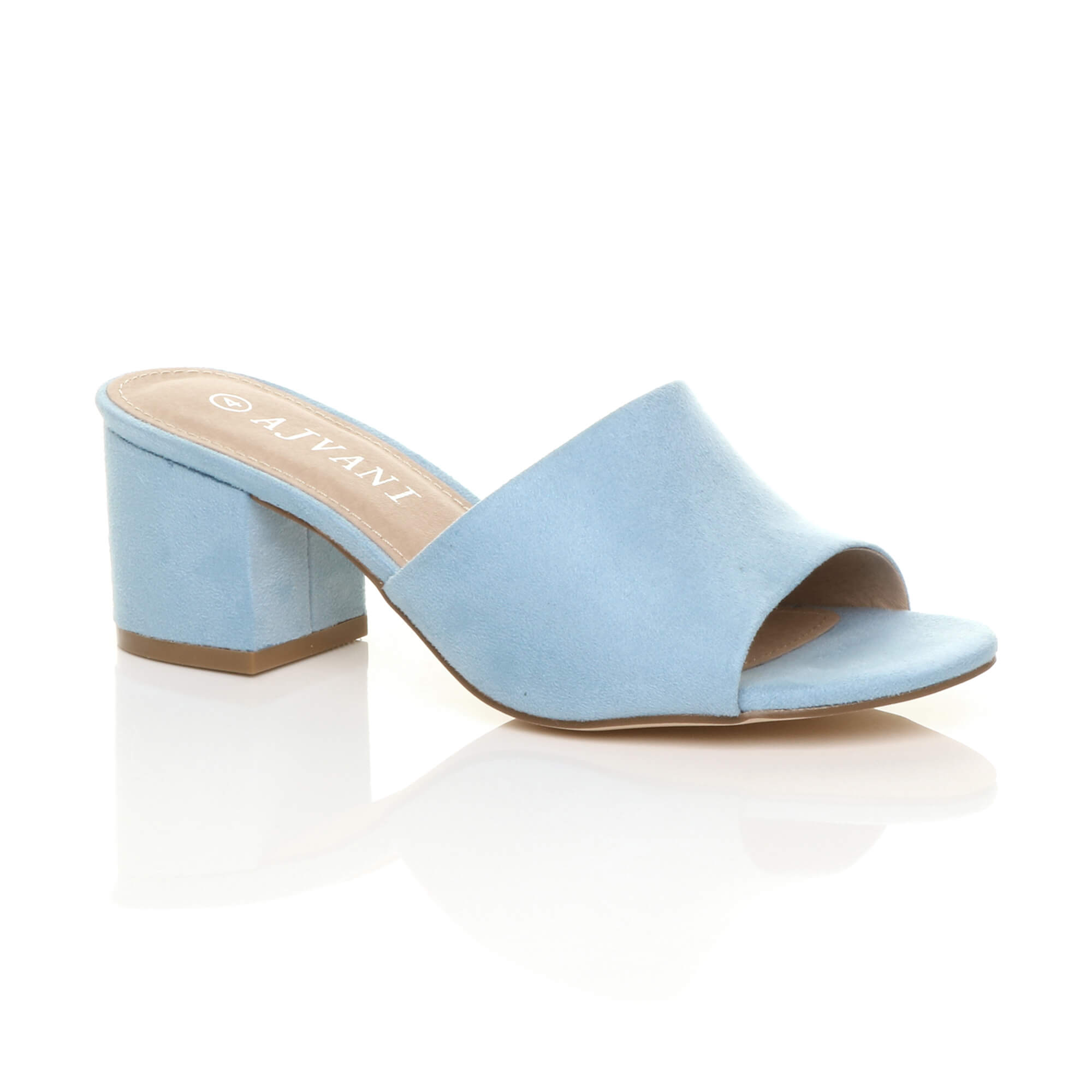 Purple Mid Block Heel Peep Toe Mules Sandals