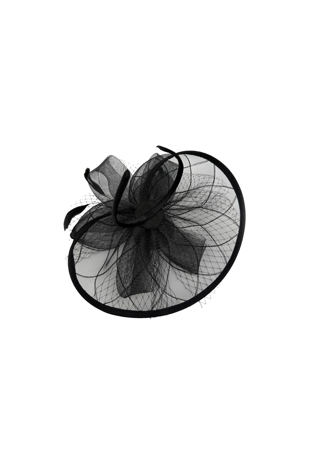 Black SVNX Black Floral Bow Mesh Detailing Fascinator, Image 3 of 3