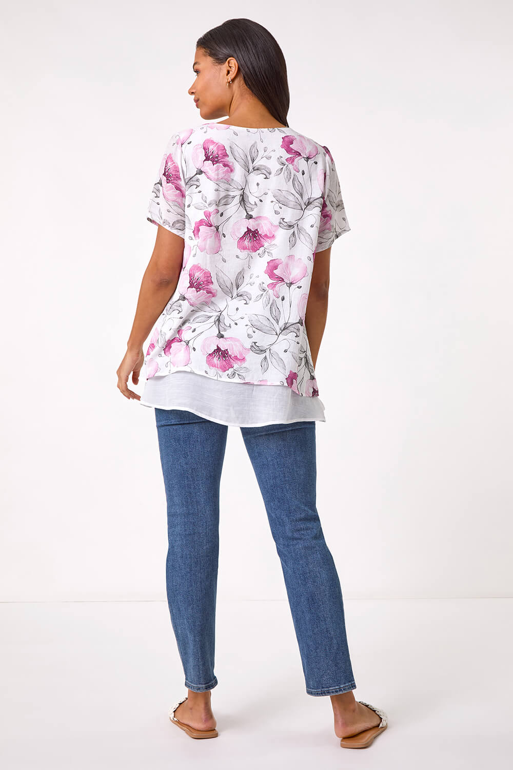 PINK Floral Print Layered Tunic Top, Image 4 of 5