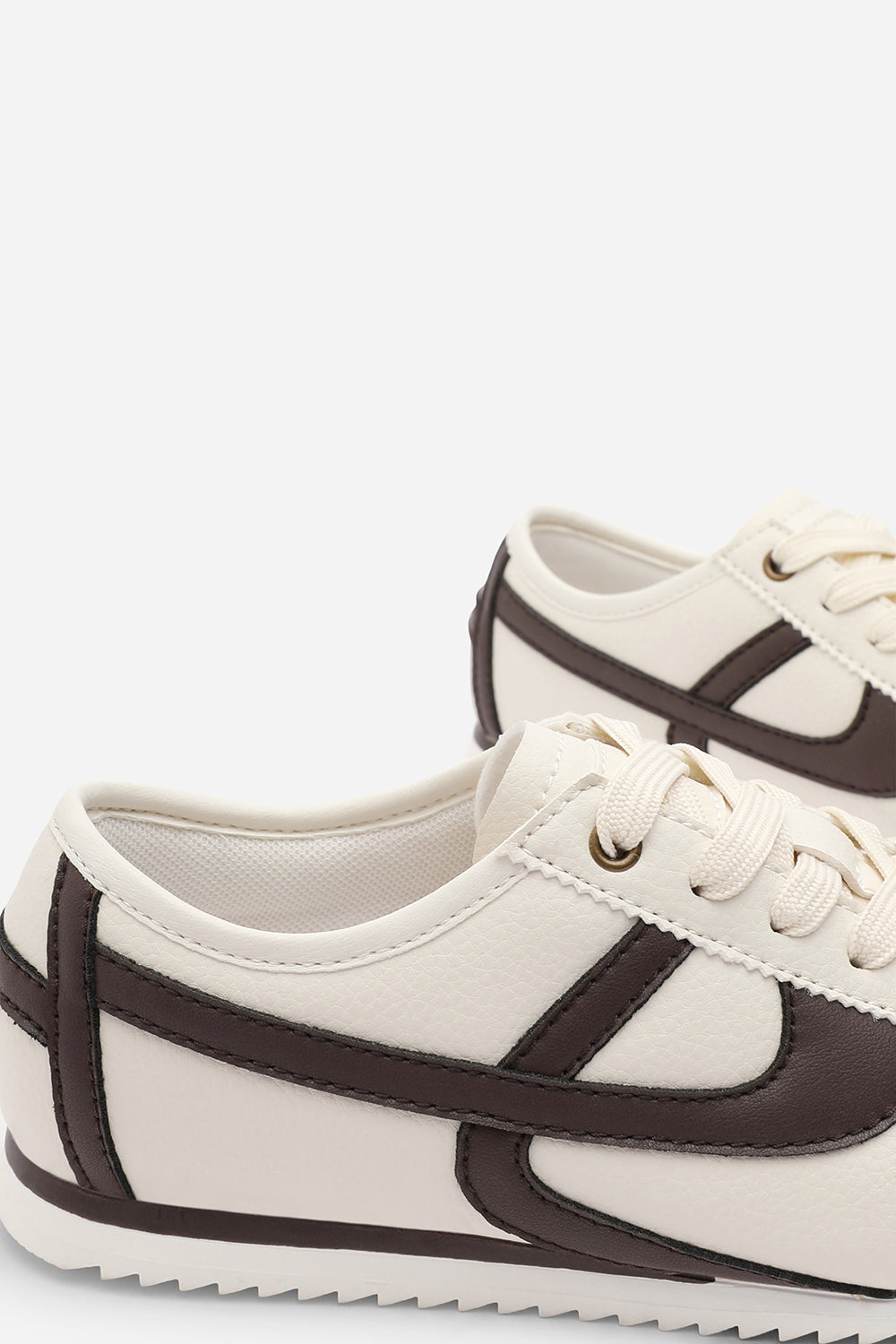 Beige 'Caia' Court Lace up Trainer with Stripe detail, Image 6 of 8