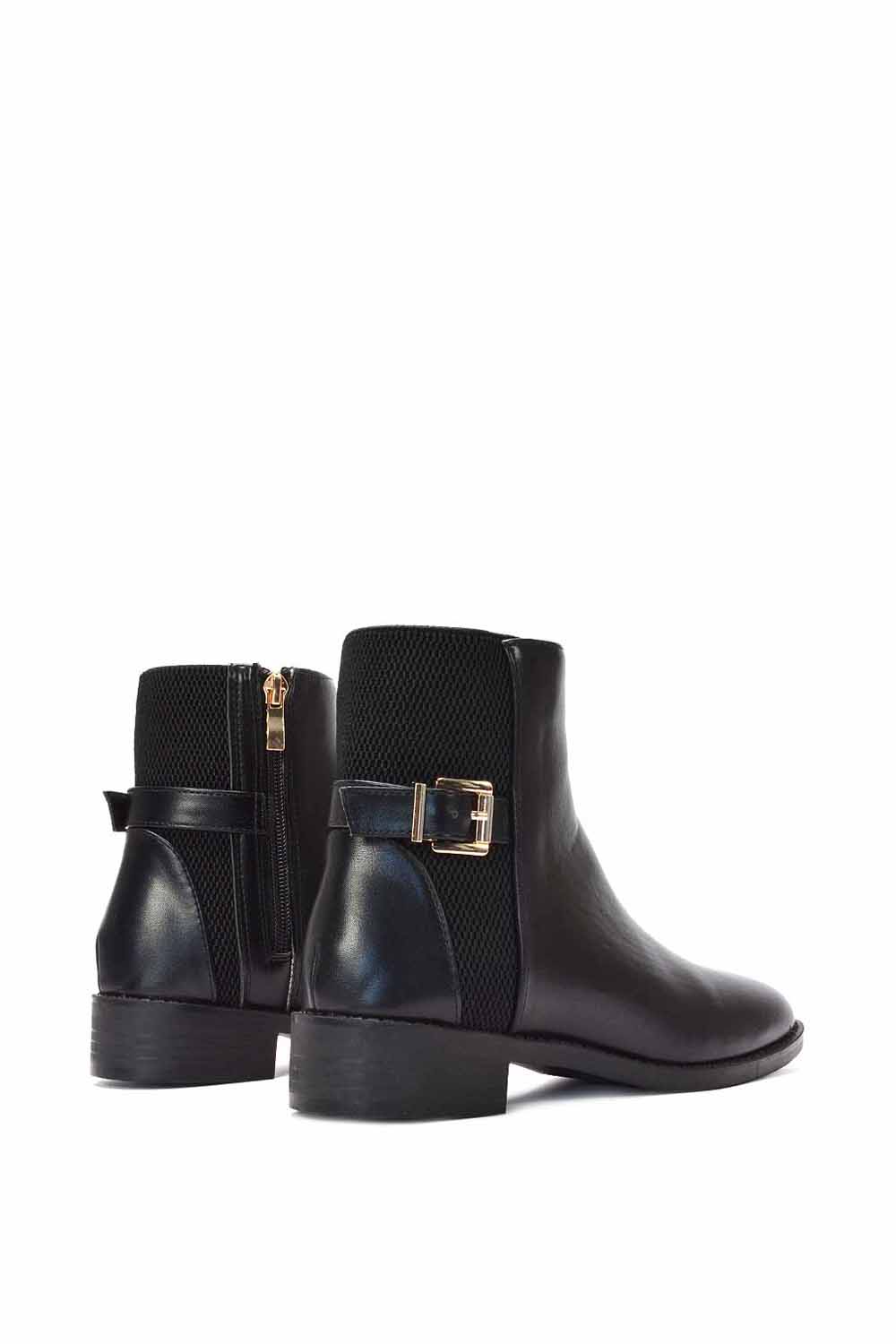 Black XY LONDON Black 'Ailany' Chelsea Ankle Boots Elasticated Buckle Detail, Image 4 of 6