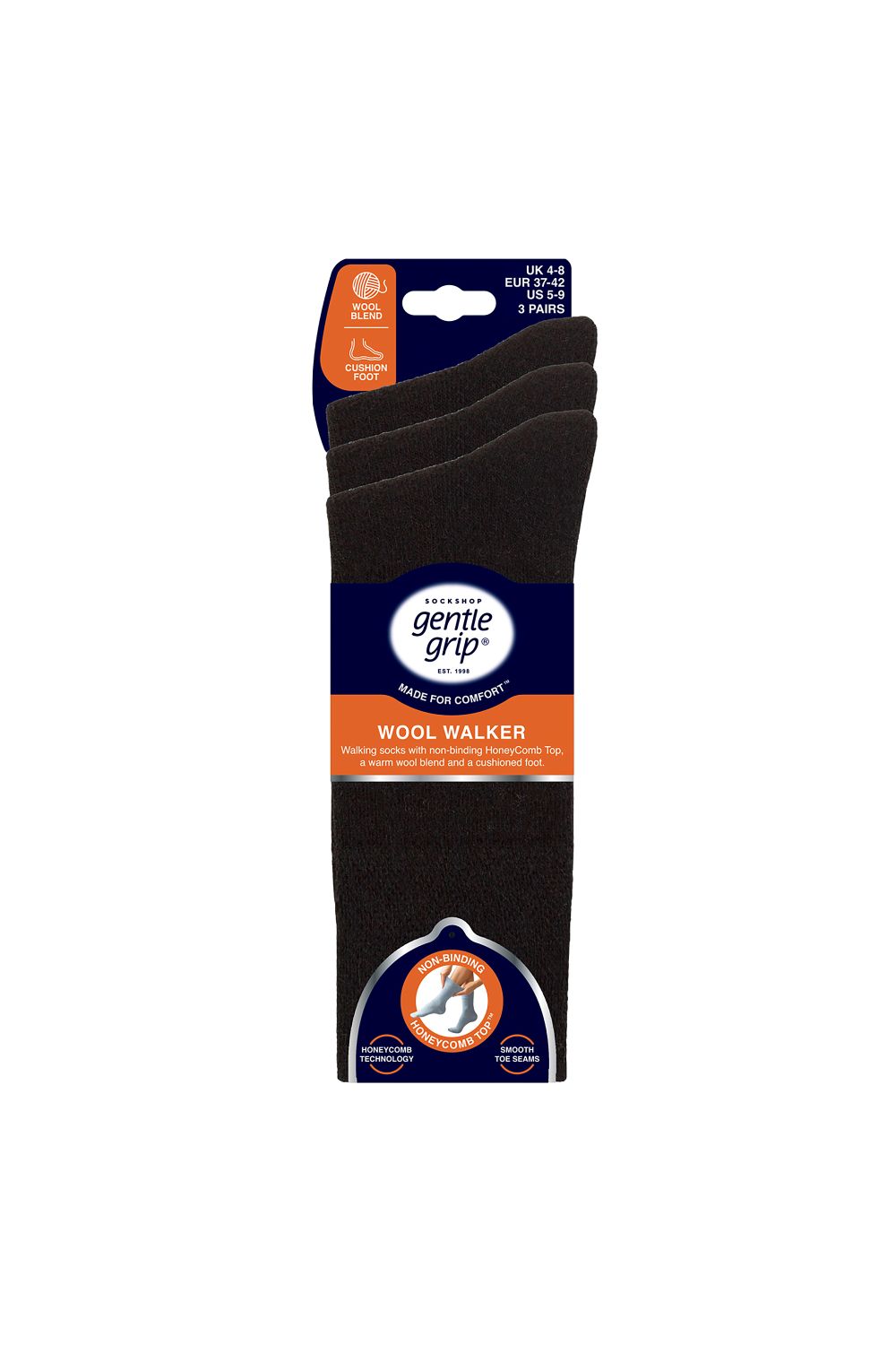 Black 3 Pack Wool Boot Socks Warm Cushioned Socks, Image 2 of 3