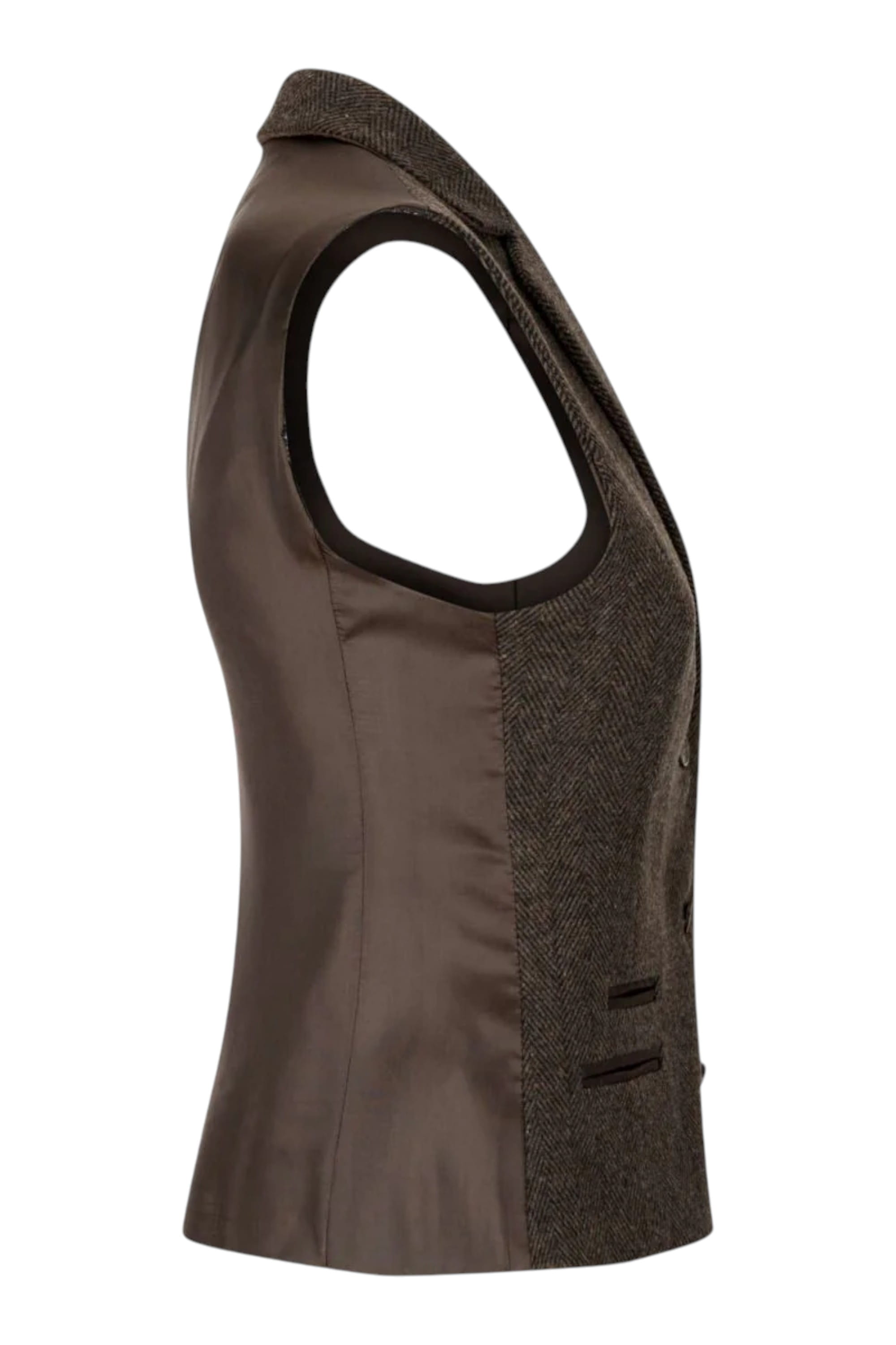 Brown Infinity Leather Brown Tweed 1920s Herringbone Brown Waistcoat, Image 4 of 5