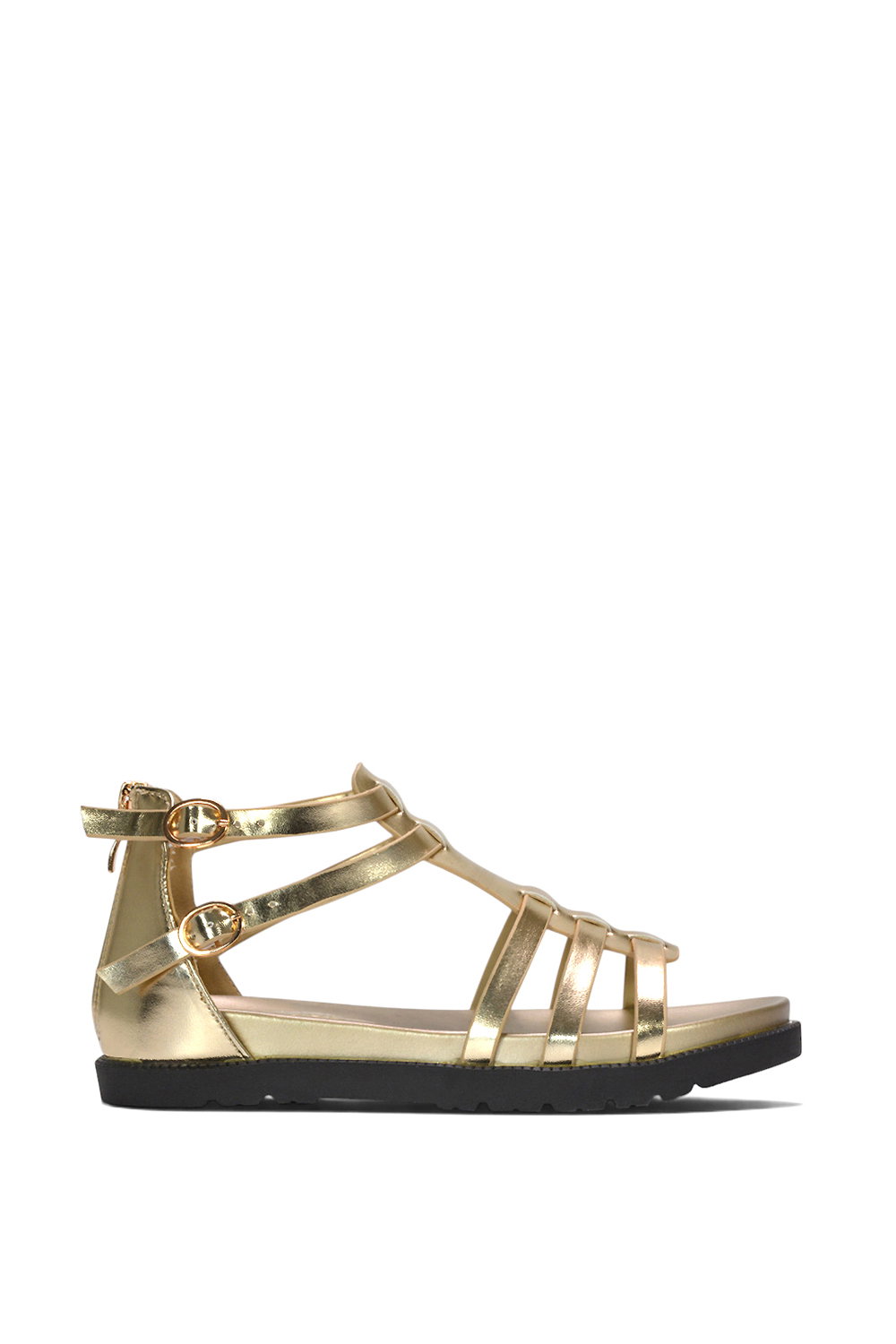 Gold XY LONDON Gold 'Haden' Flatform Gladiator Sandals With Chunky Sole, Image 1 of 6