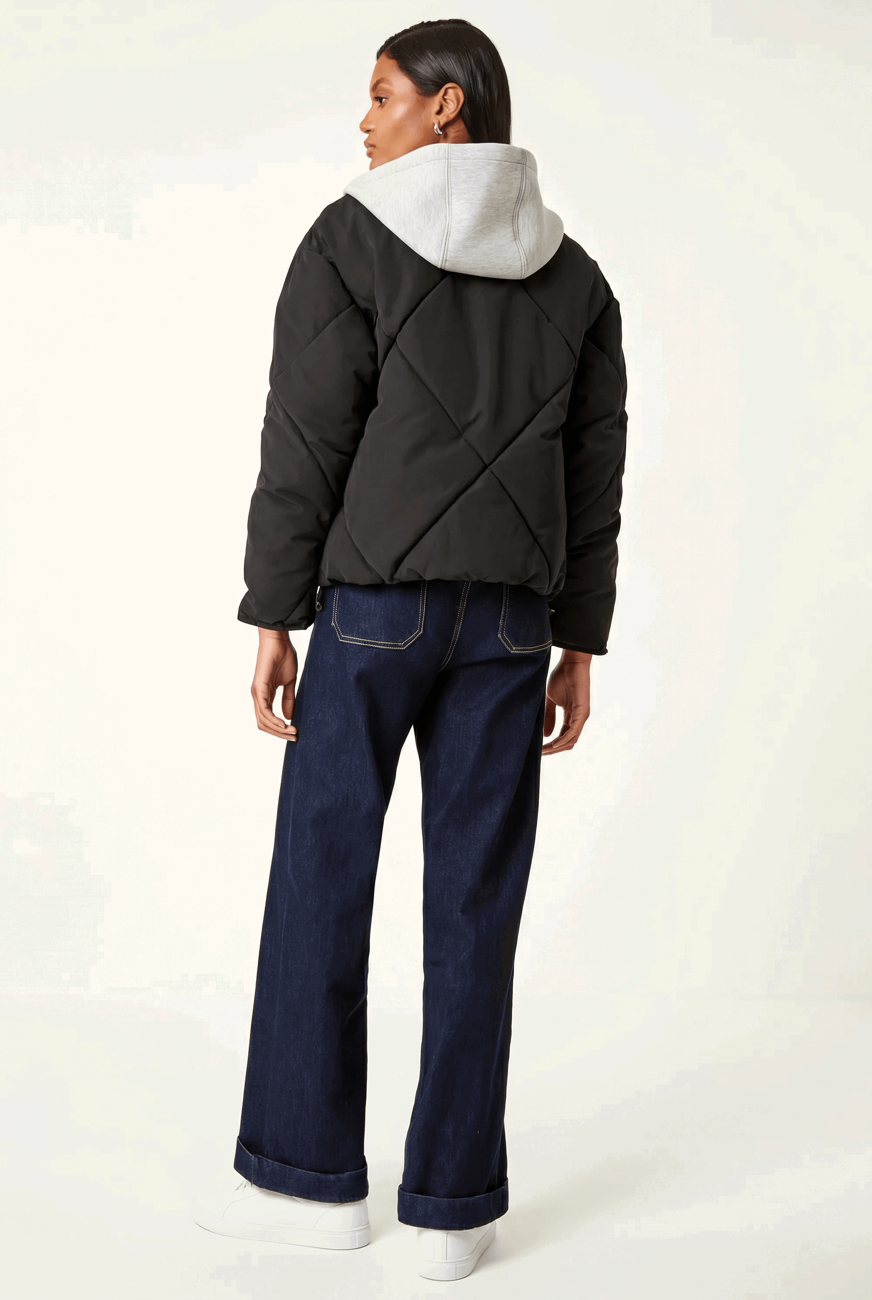 Black Detachable Hooded Bomber Coat, Image 4 of 5