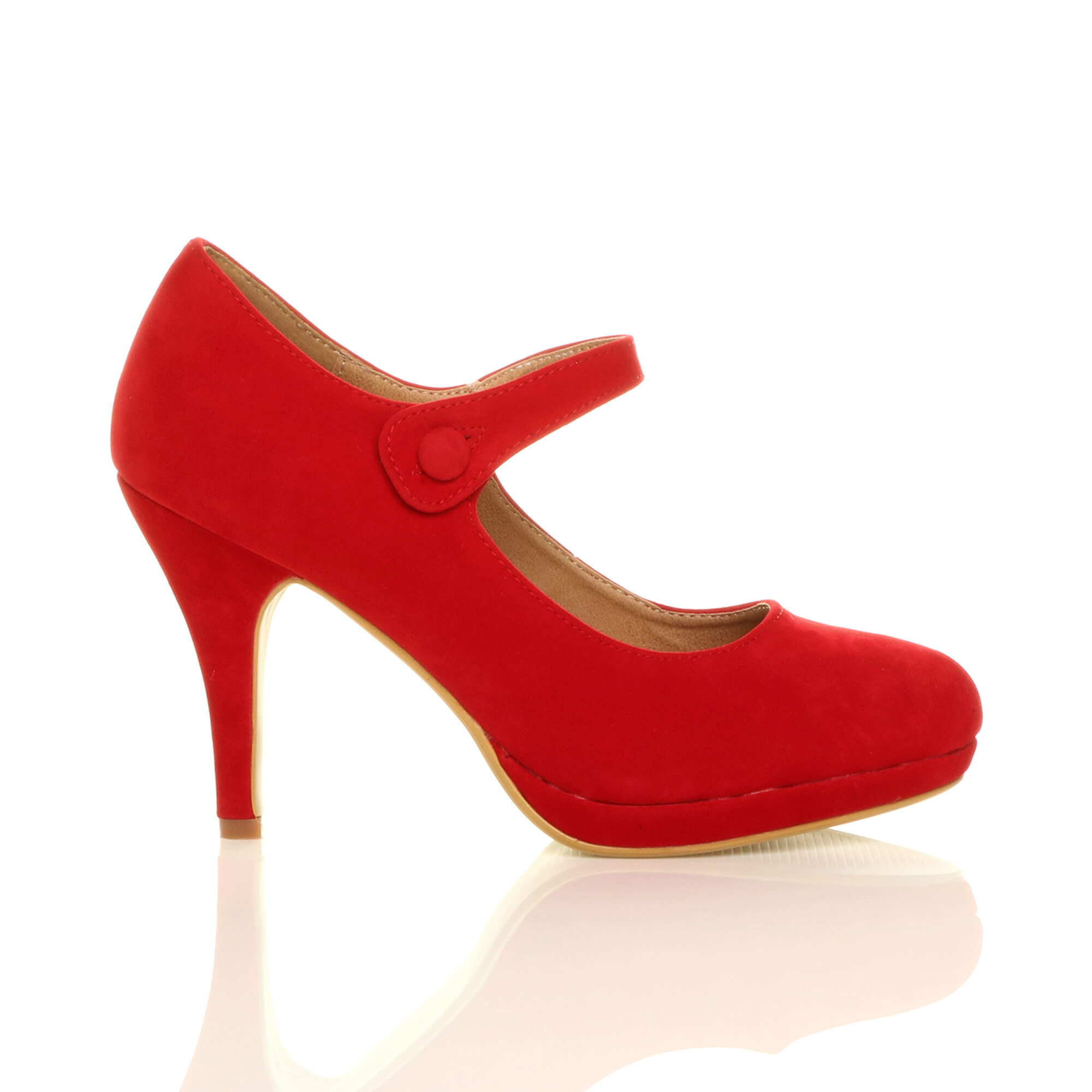 Red AJVANI Red High Heel Mary Jane Court Shoes, Image 2 of 6
