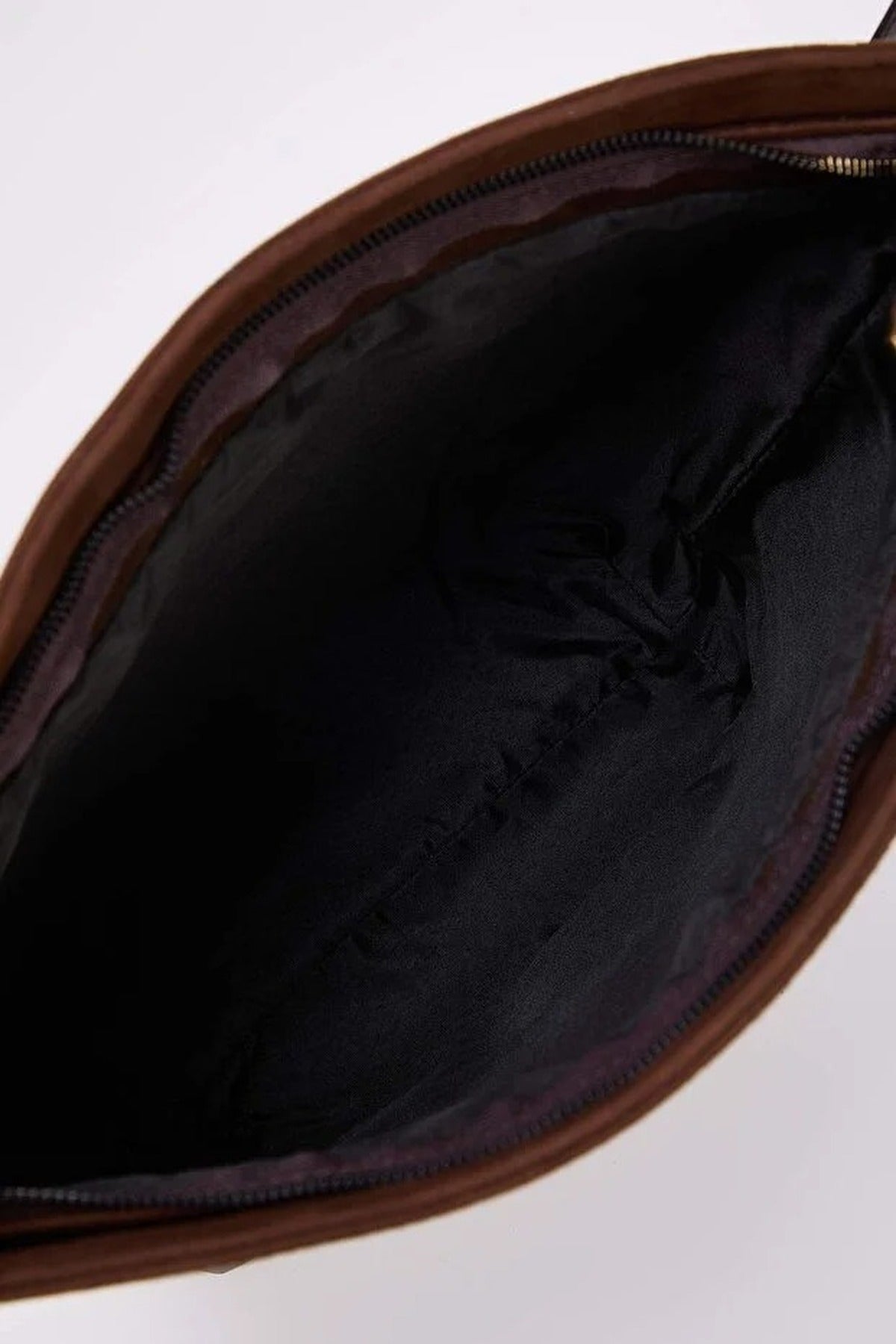 Brown Suede and Leather Panel Shoulder Bag, Image 3 of 5
