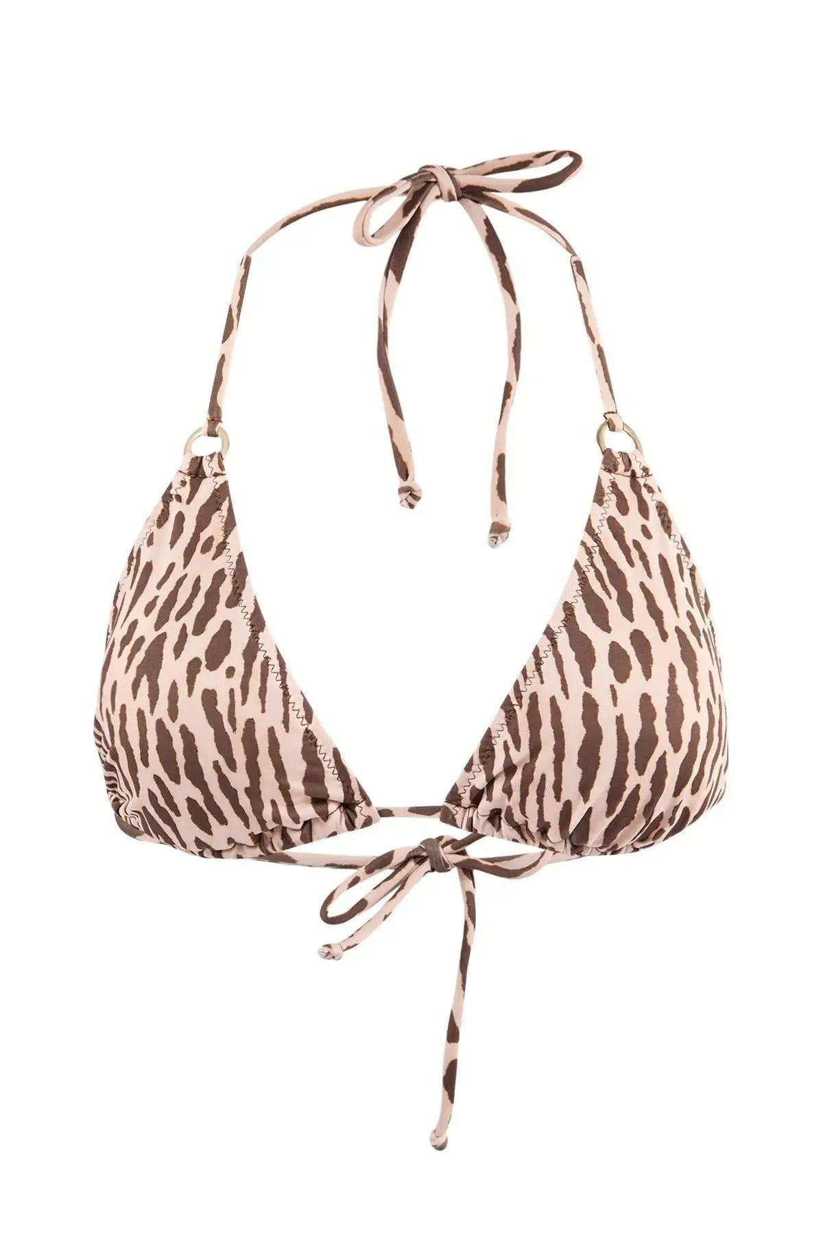 Multi Animal Print Triangle Bikini Top with Halterneck Tie Detail, Image 1 of 2
