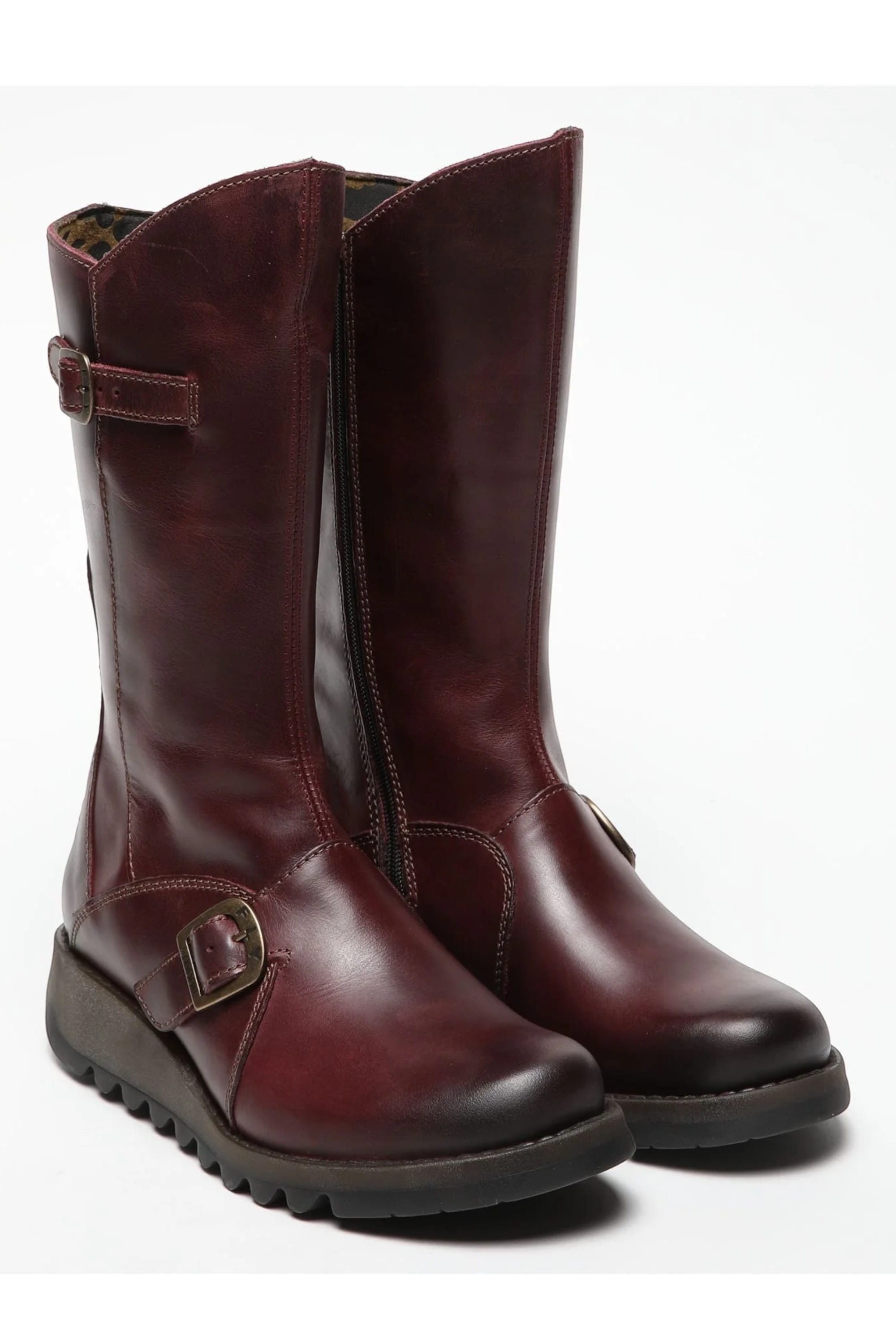 Red Womens Mid-Calf Platform Boots-MES2913, Image 2 of 5