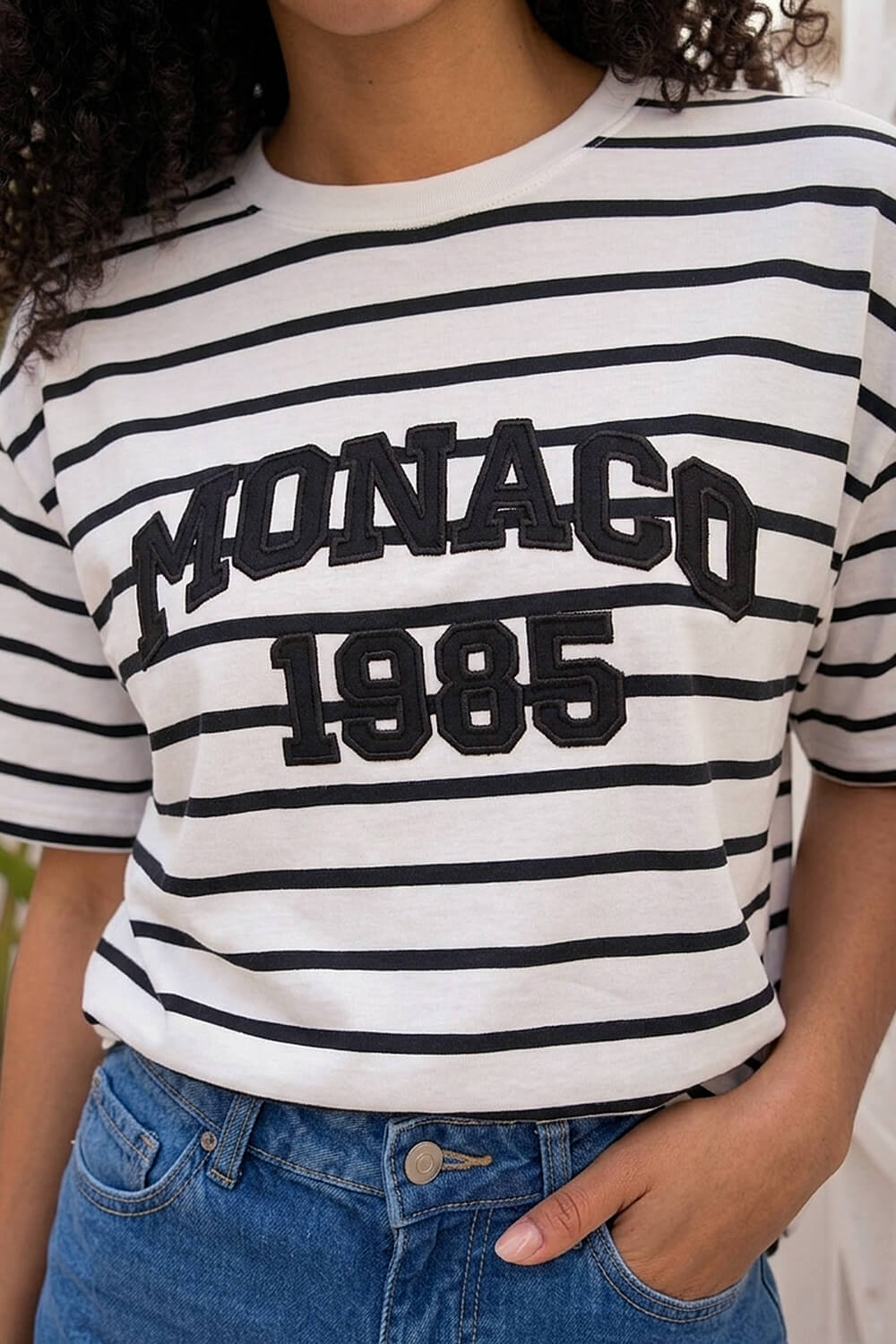 White Monaco Stripe Print Cotton Top, Image 5 of 4