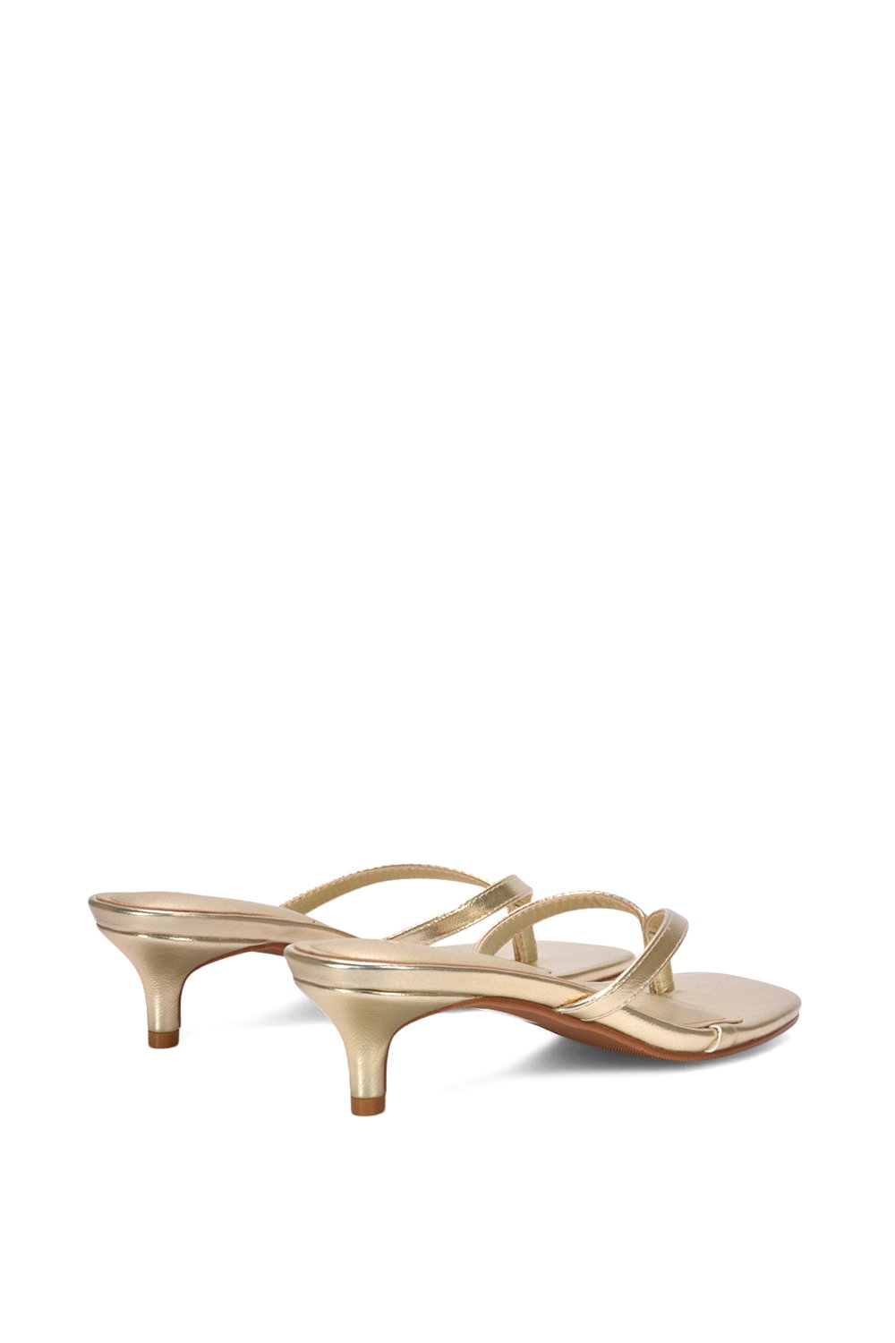 Gold XY LONDON Gold 'Violet' Slip On Flip Flop Kitten Heel Mule Heeled Sandals, Image 4 of 6