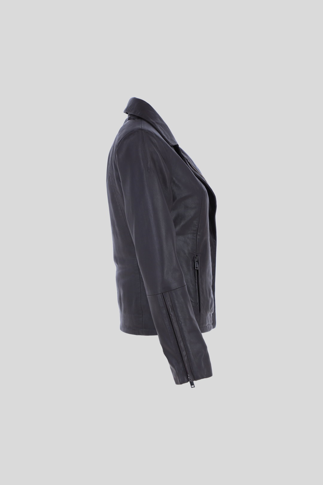 Dark Brown Real Leather Biker Jacket with Hidden Zips, Image 5 of 5