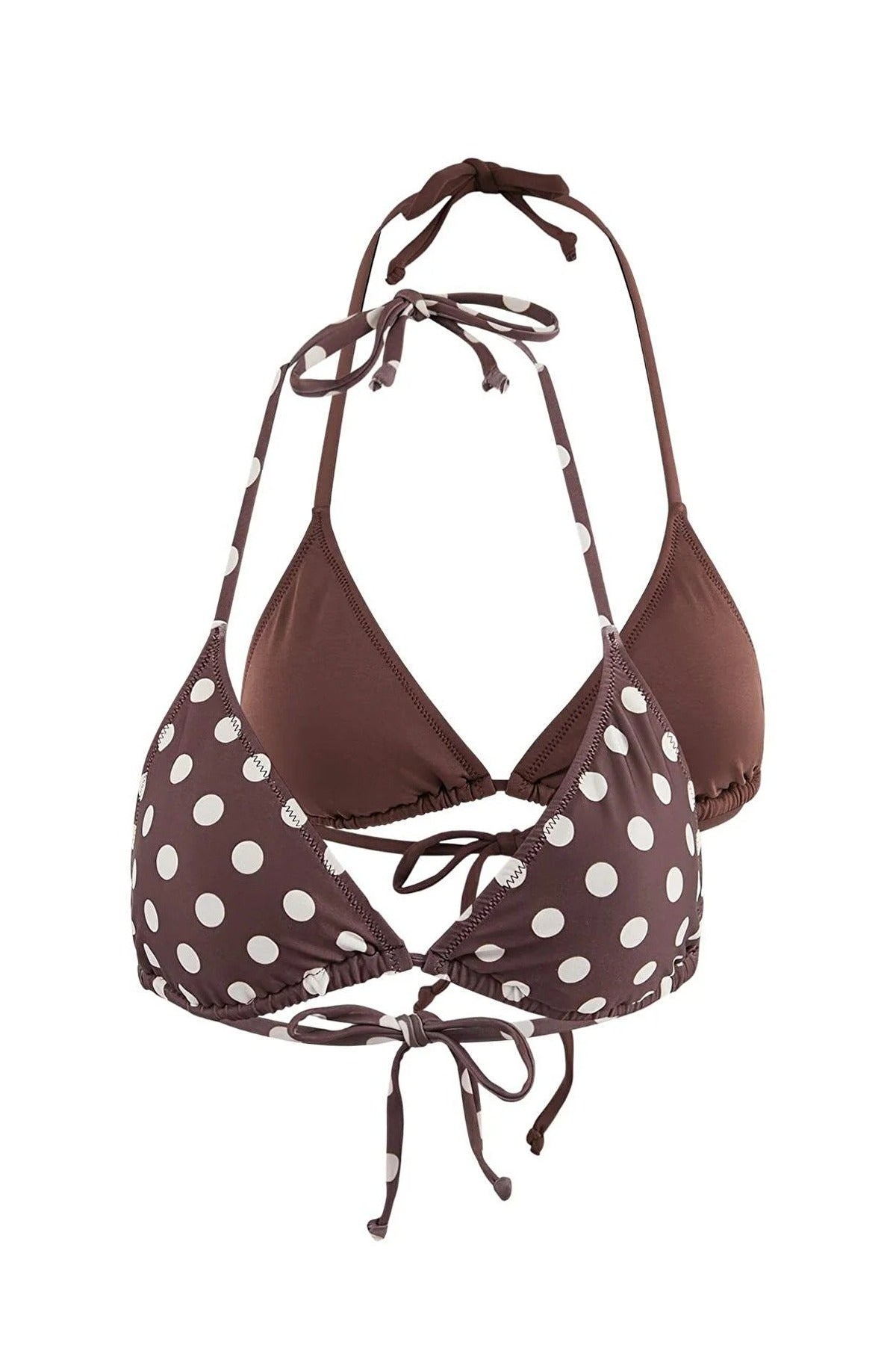 Multi WOVCOR Multi Polka Dot Printed Triangle Bikini Top 2 Pack with Adjustable Straps, Image 1 of 5