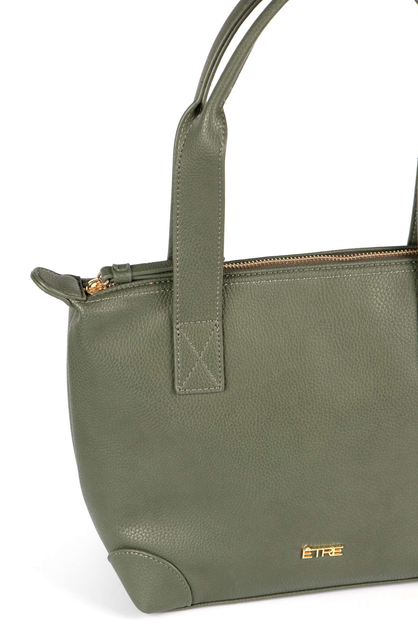 Khaki Etre Khaki Medium Faux Leather Tote Bag, Image 2 of 4
