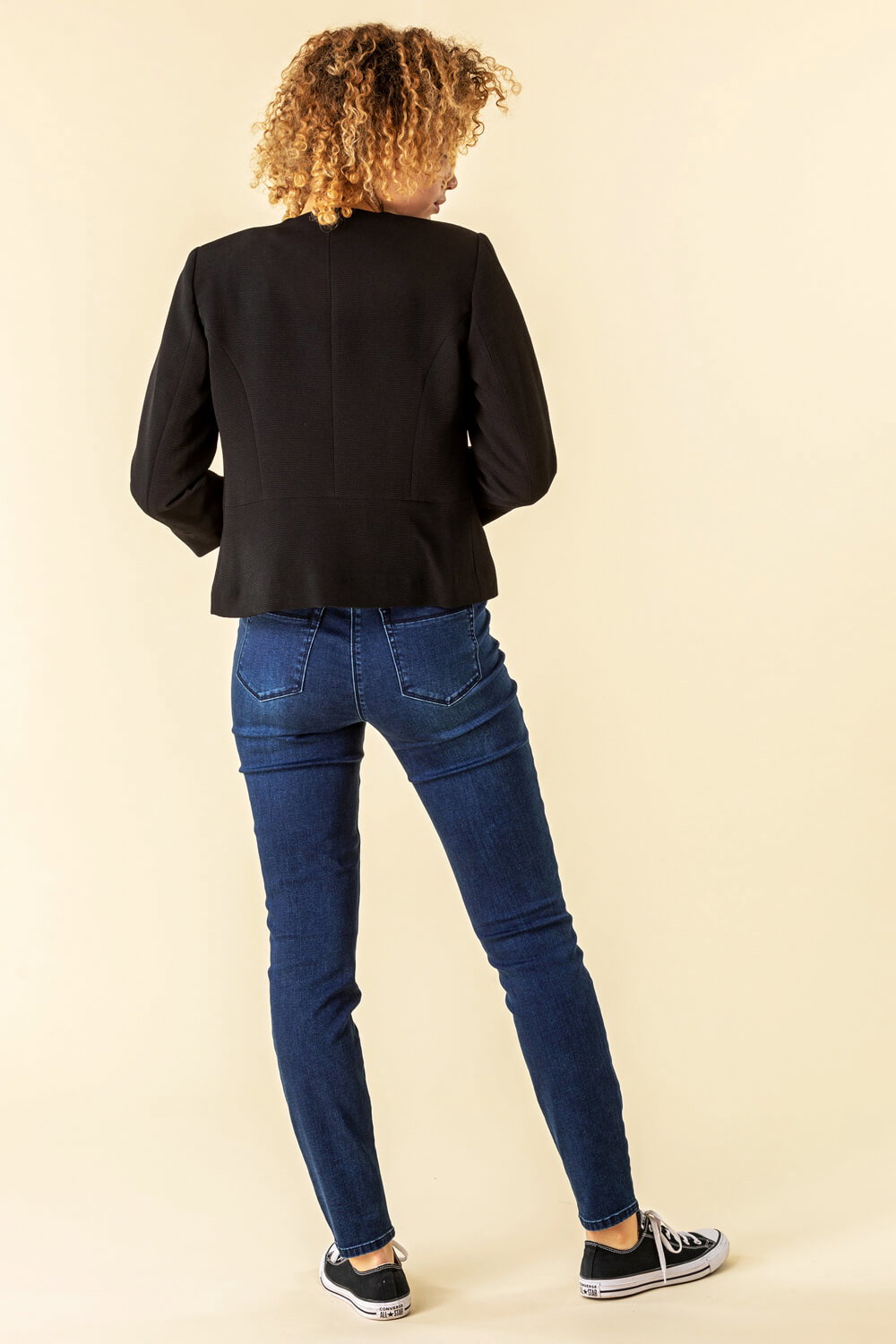 Black Textured Cropped Jacket, Image 4 of 4