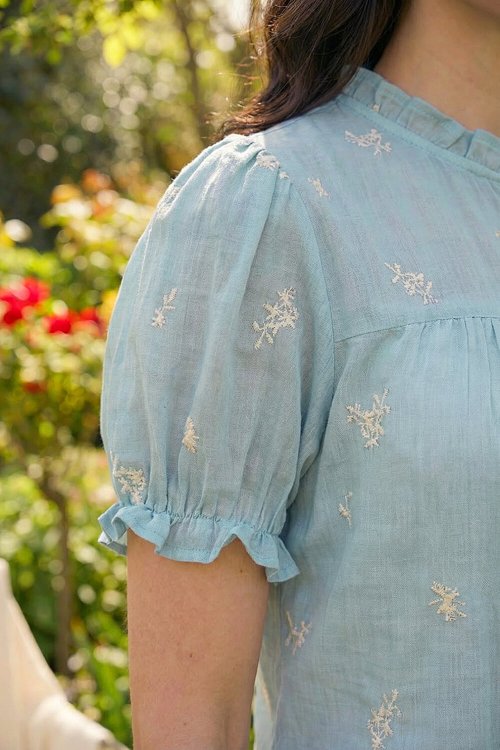 Blue Dusk Floral Embroidered Shirt, Image 5 of 4