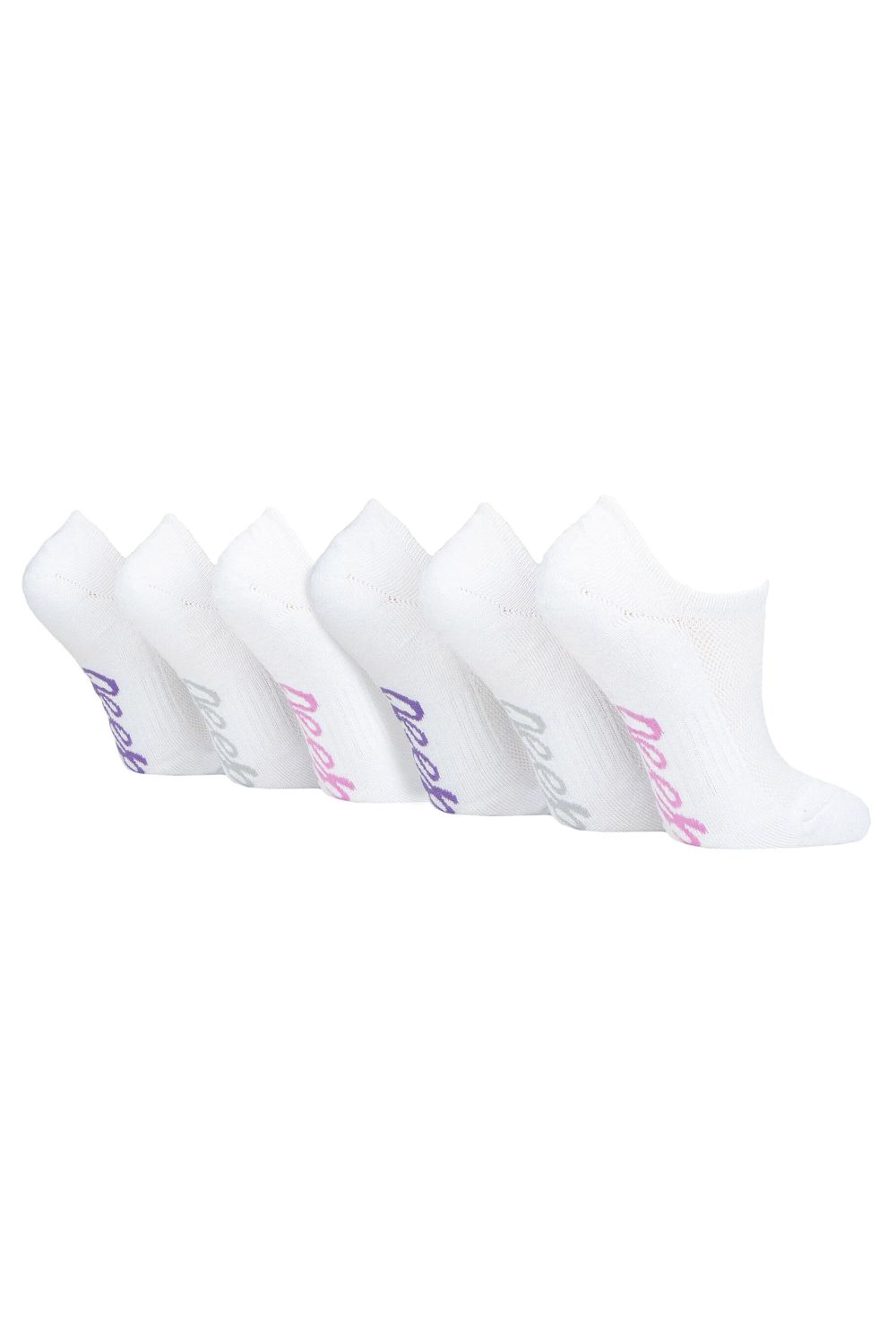 White 6 Pack Bamboo No Show Socks with Heel Grip, Image 1 of 3