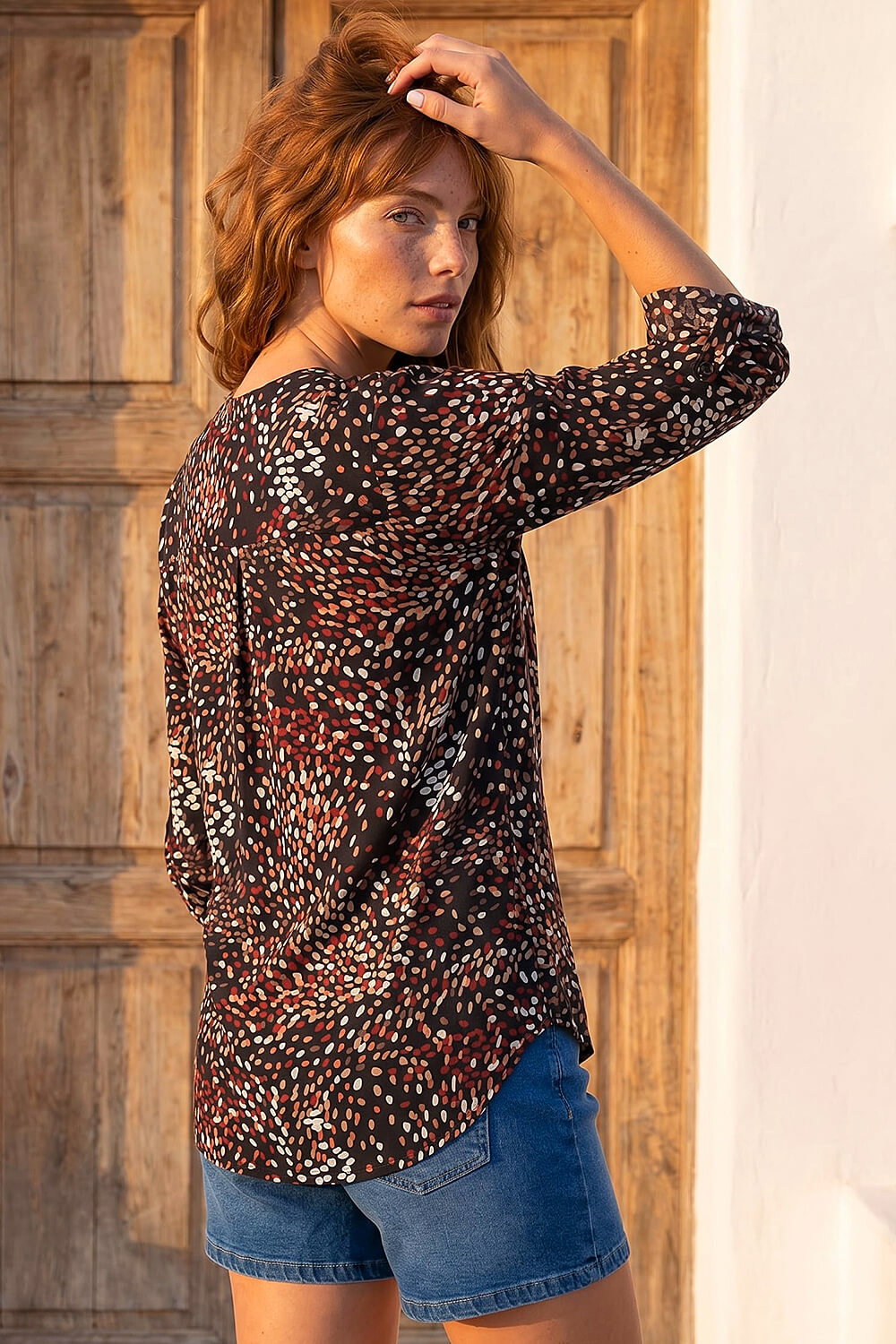 Copper Abstract Puff Print Shirt, Image 4 of 4