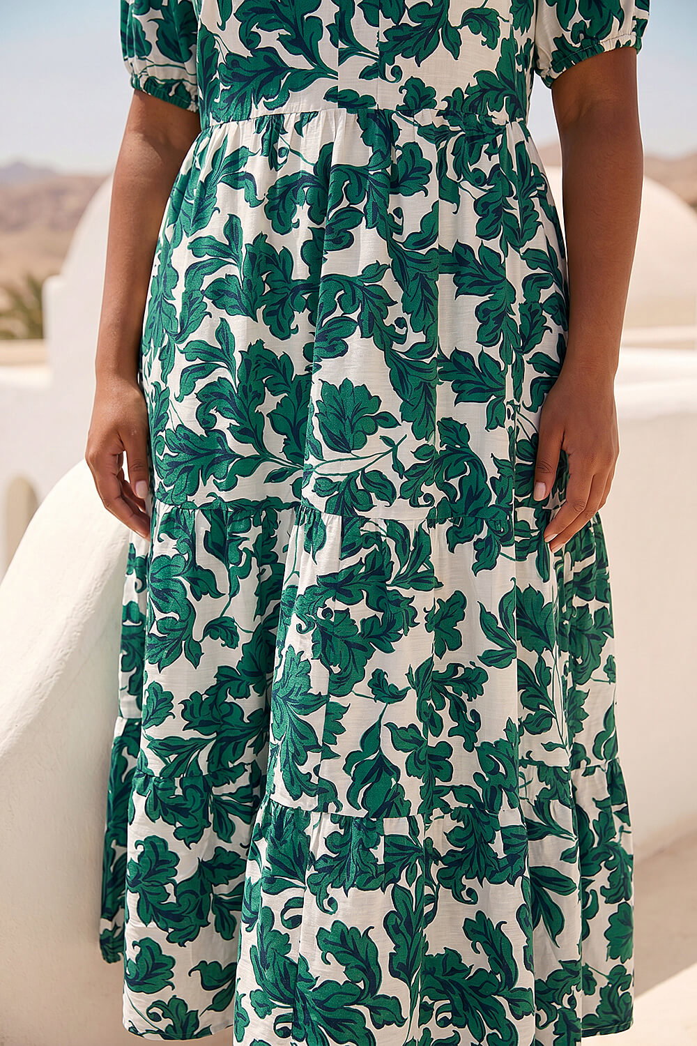 Green Curve Floral Print Dress, Image 5 of 4