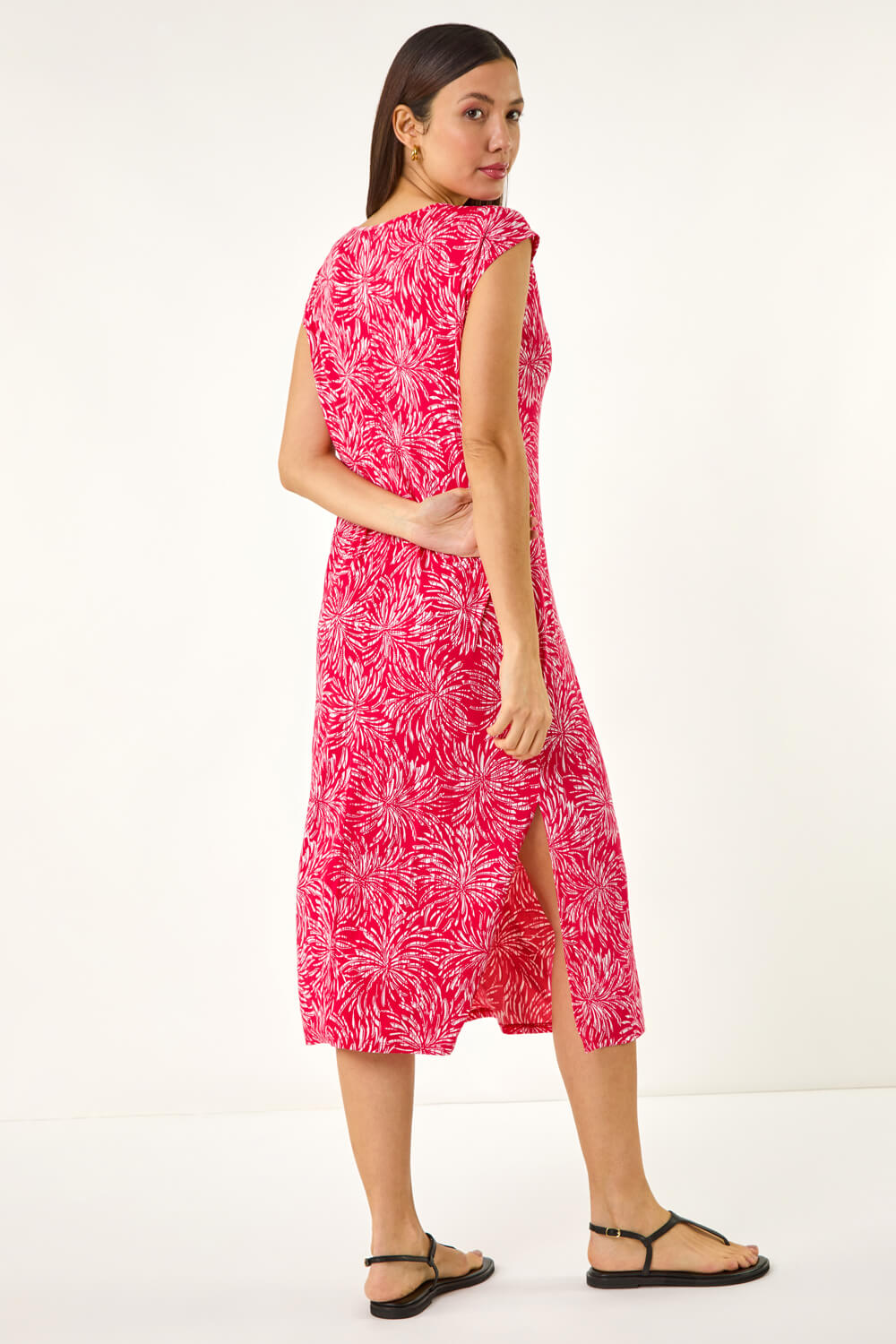 CORAL Abstract Print A-Line Midi Dress, Image 4 of 5