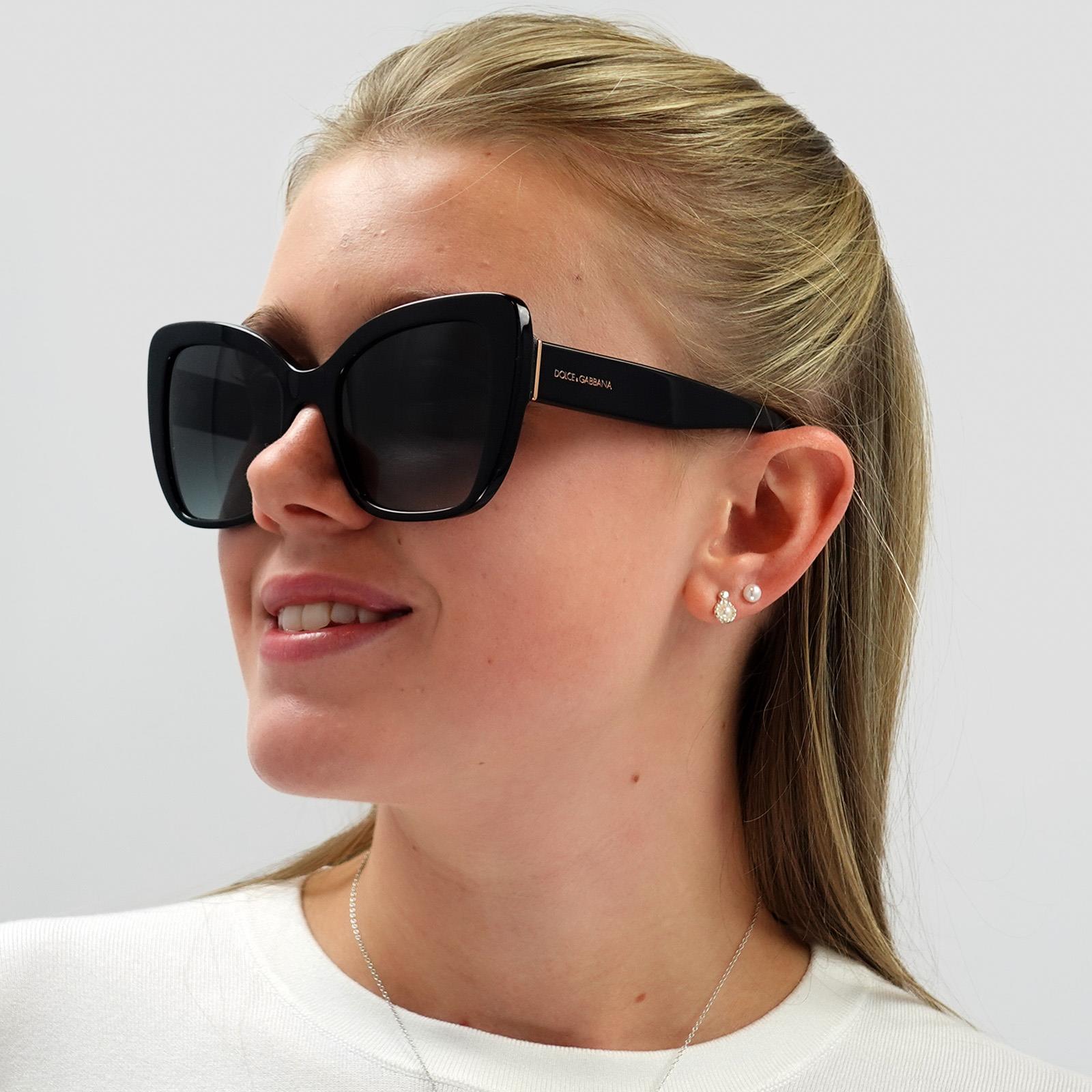 Black Dolce and Gabbana Black Cat Eye Black Grey Gradient Sunglasses, Image 5 of 6