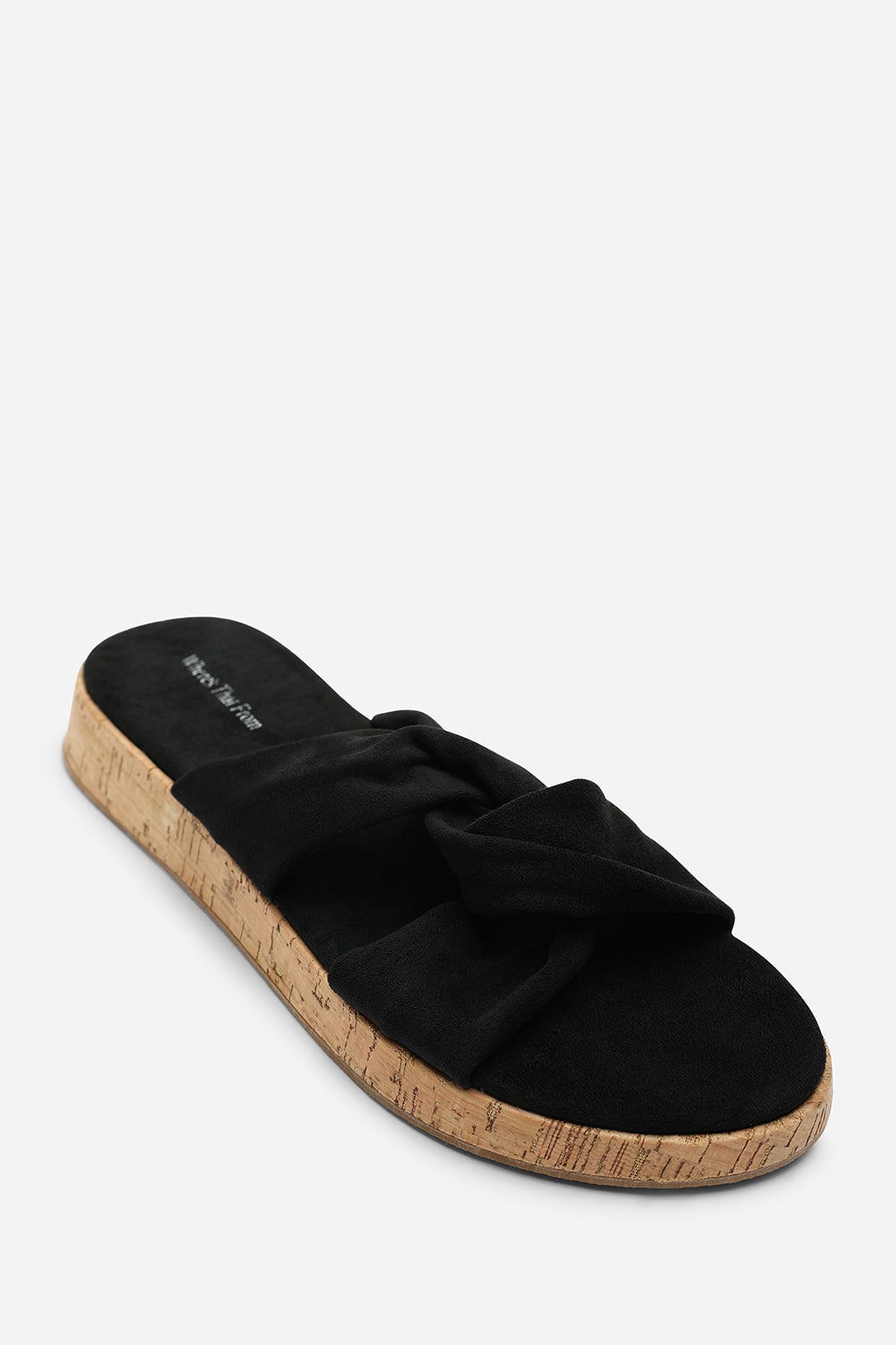 Black Bowite Knotted Open Toe Low Wedge Sandal, Image 3 of 6