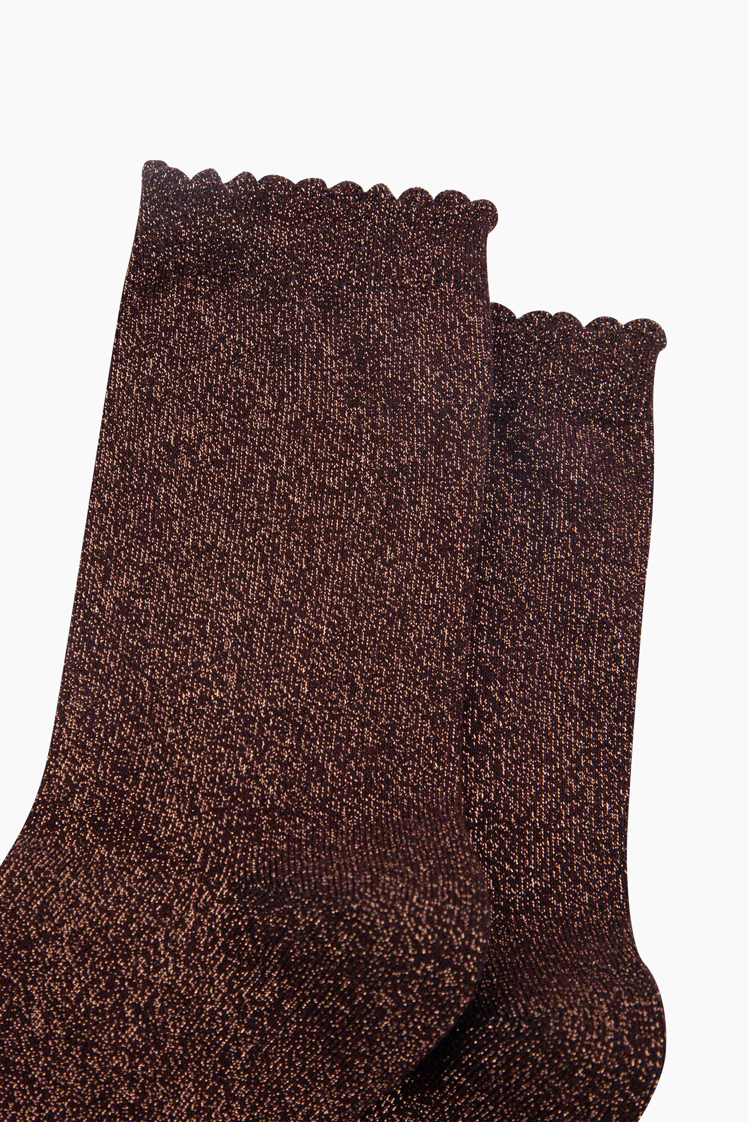 Chocolate Plain Combed Cotton Glitter Socks, Image 2 of 4