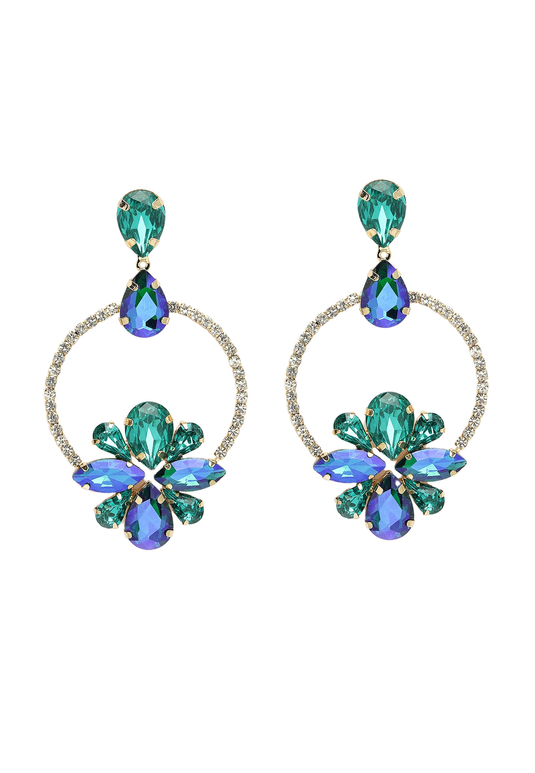 Green Diva Collection Delicate Floral Drop Earrings