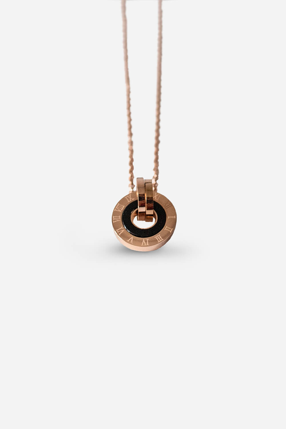 Rose Gold Stainless Steel Chunky Hoop Pendant Necklace, Image 3 of 4
