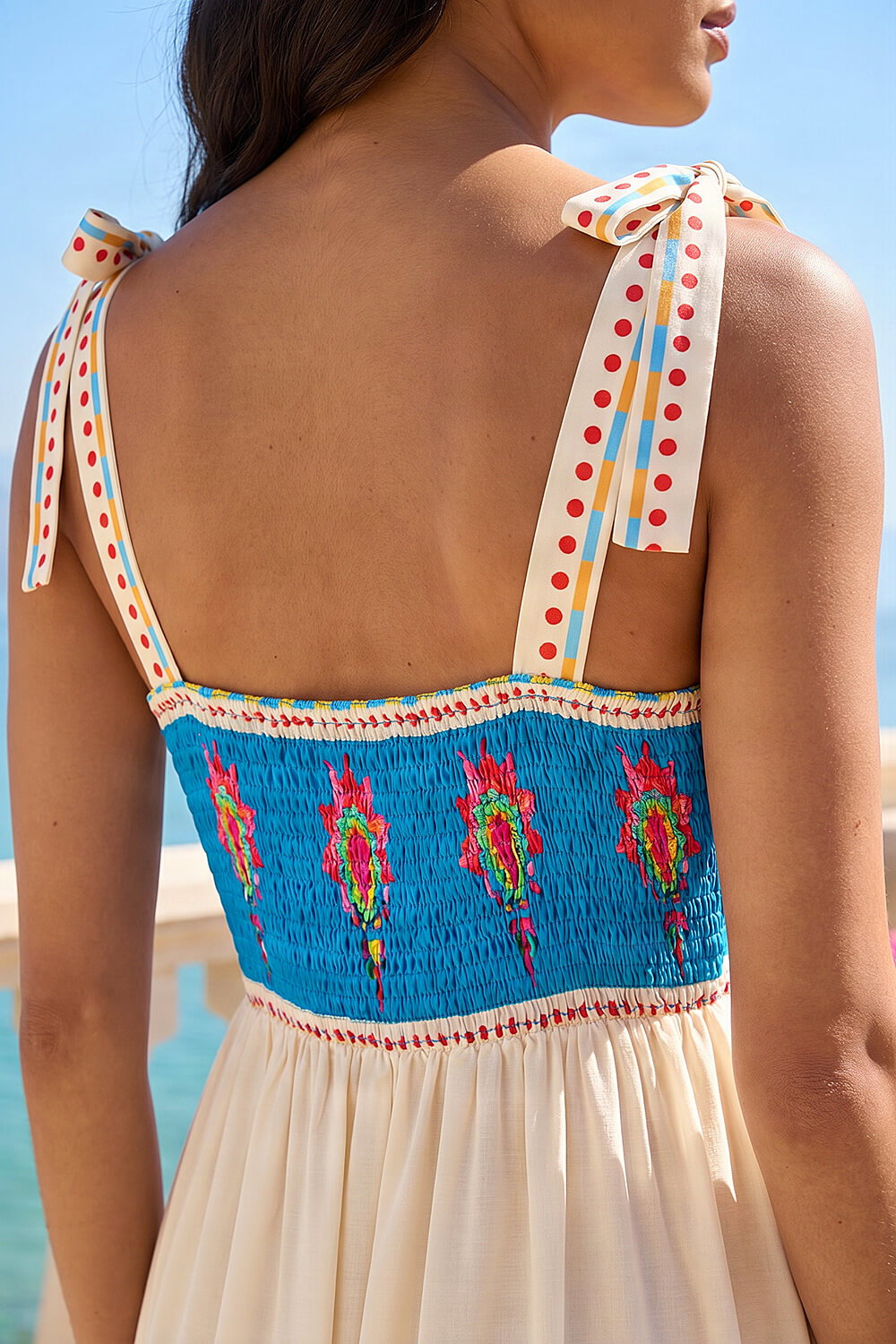 Blue Strappy Paisley Print Midi Dress, Image 5 of 4