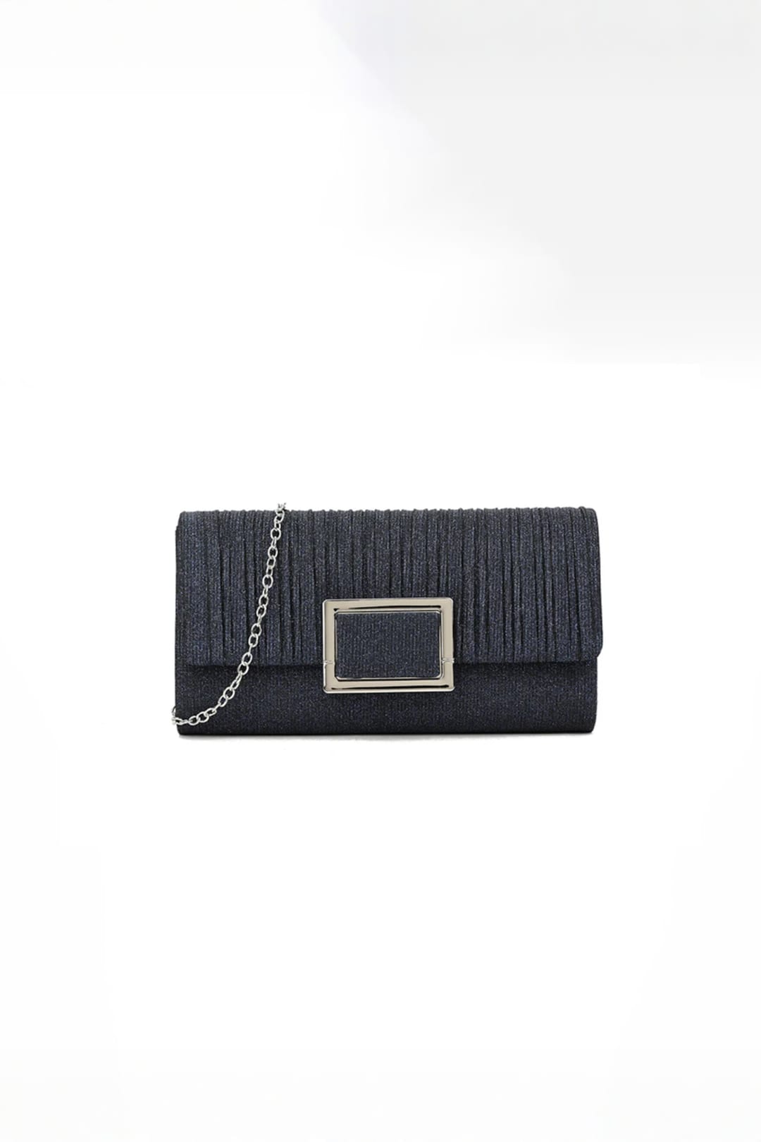 Black Square Buckle Clutch Bag