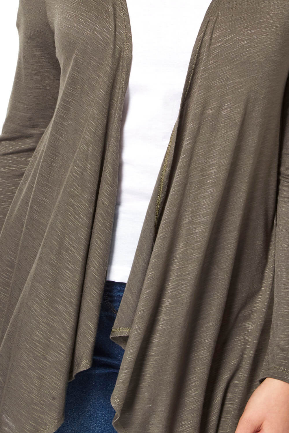 Khaki Waterfall Front Jersey Cardigan, Image 5 of 5