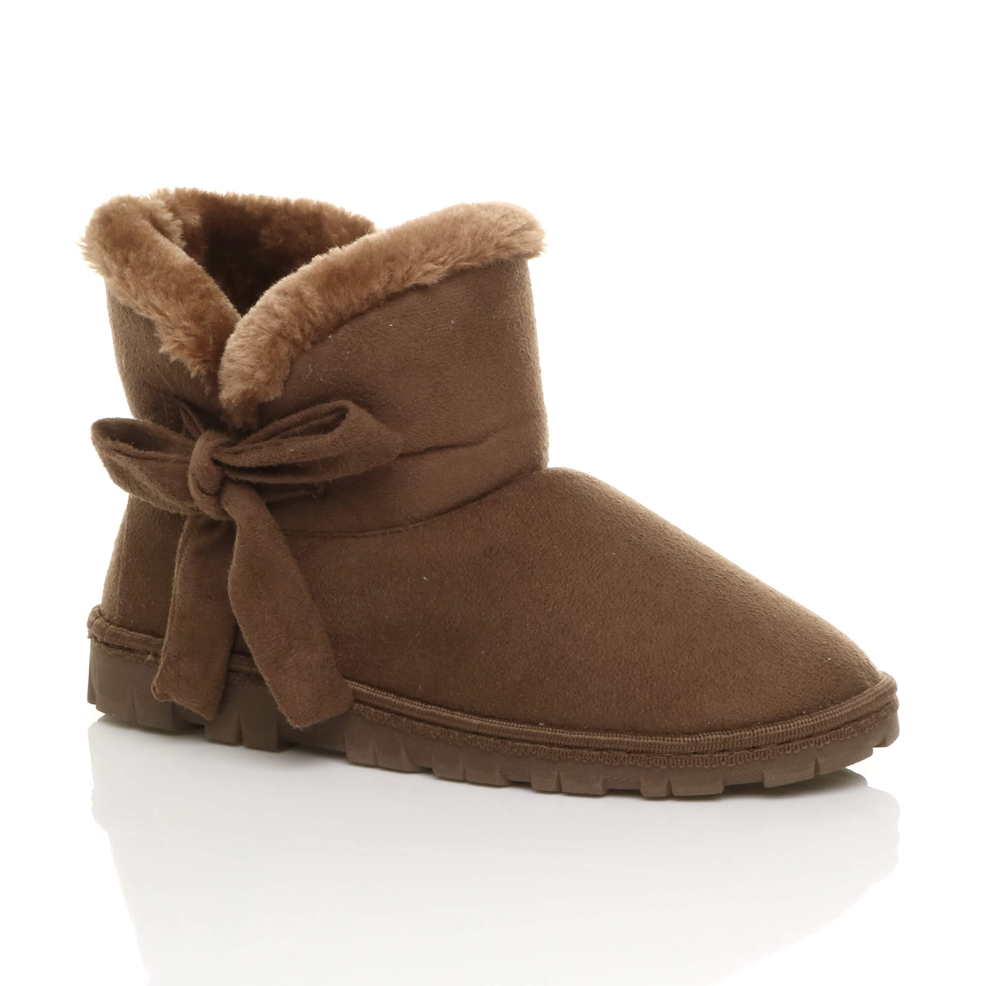 Brown AJVANI Brown Faux Fur Lined Ankle Boots Slippers, Image 1 of 6