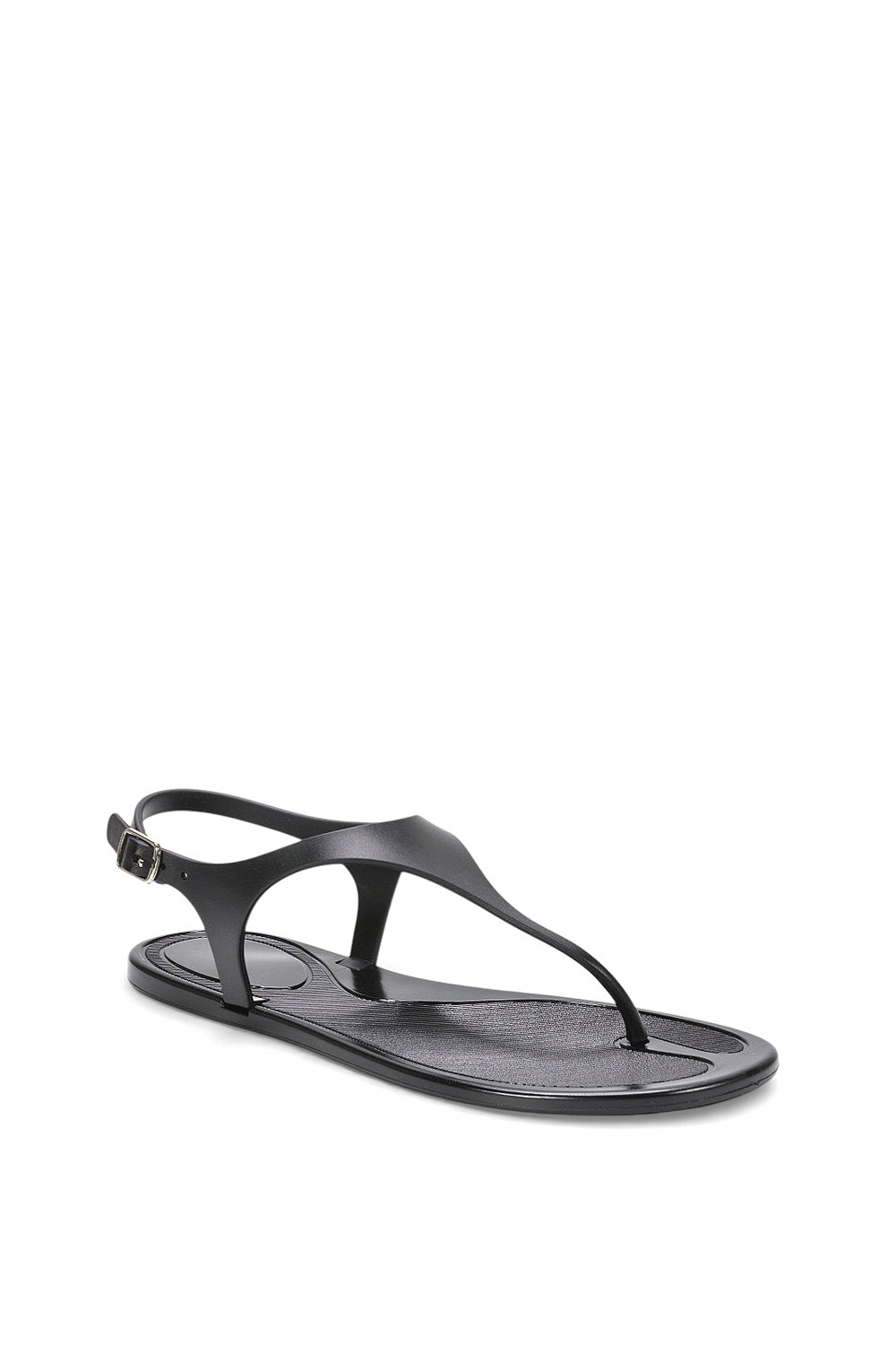 Black XY LONDON Black 'Kaylee' Jelly T-Bar Strappy Flat Jelly Sandals With Toe Post, Image 2 of 5