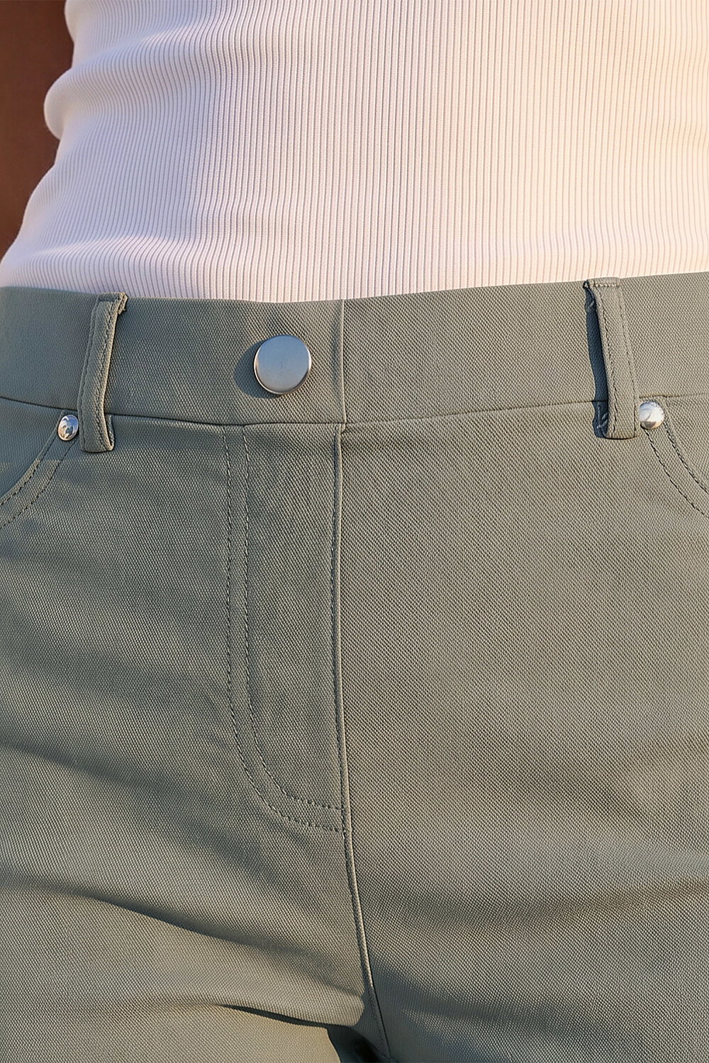 Khaki Turn Up Stretch Shorts, Image 5 of 4