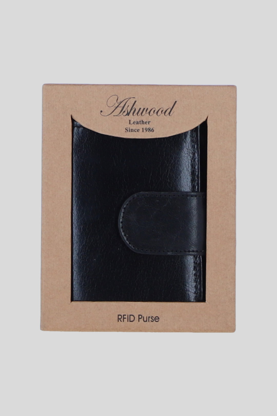 Black Real Leather RFID Protected Trifold Purse, Image 2 of 4