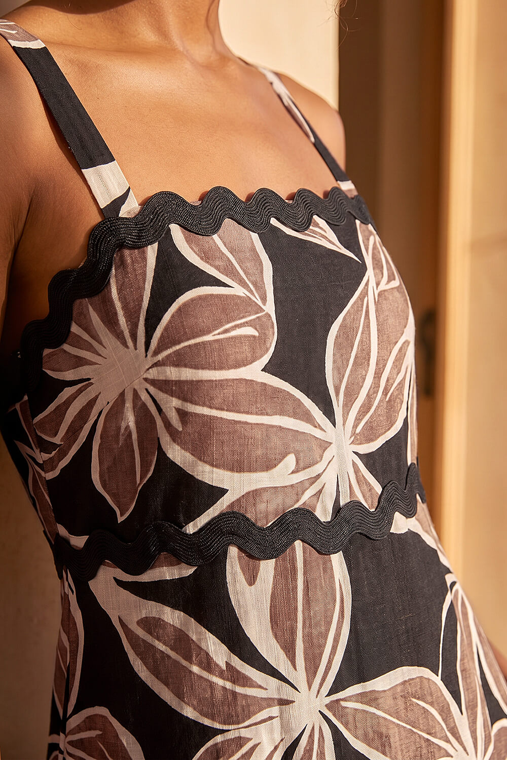 Mocha Floral Ric Rac Maxi Dress, Image 5 of 4